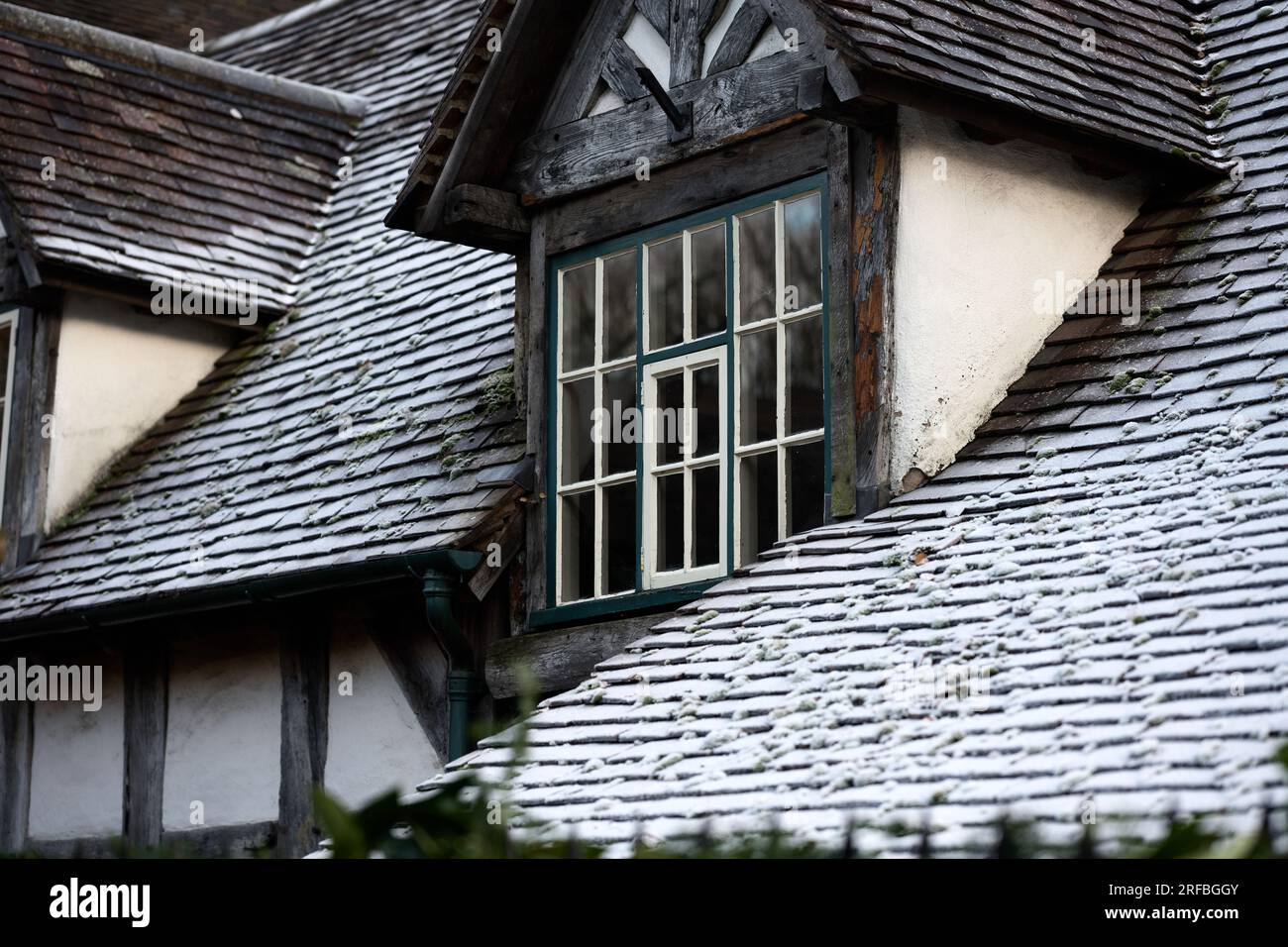 Verschneiten Fenster Stockfoto