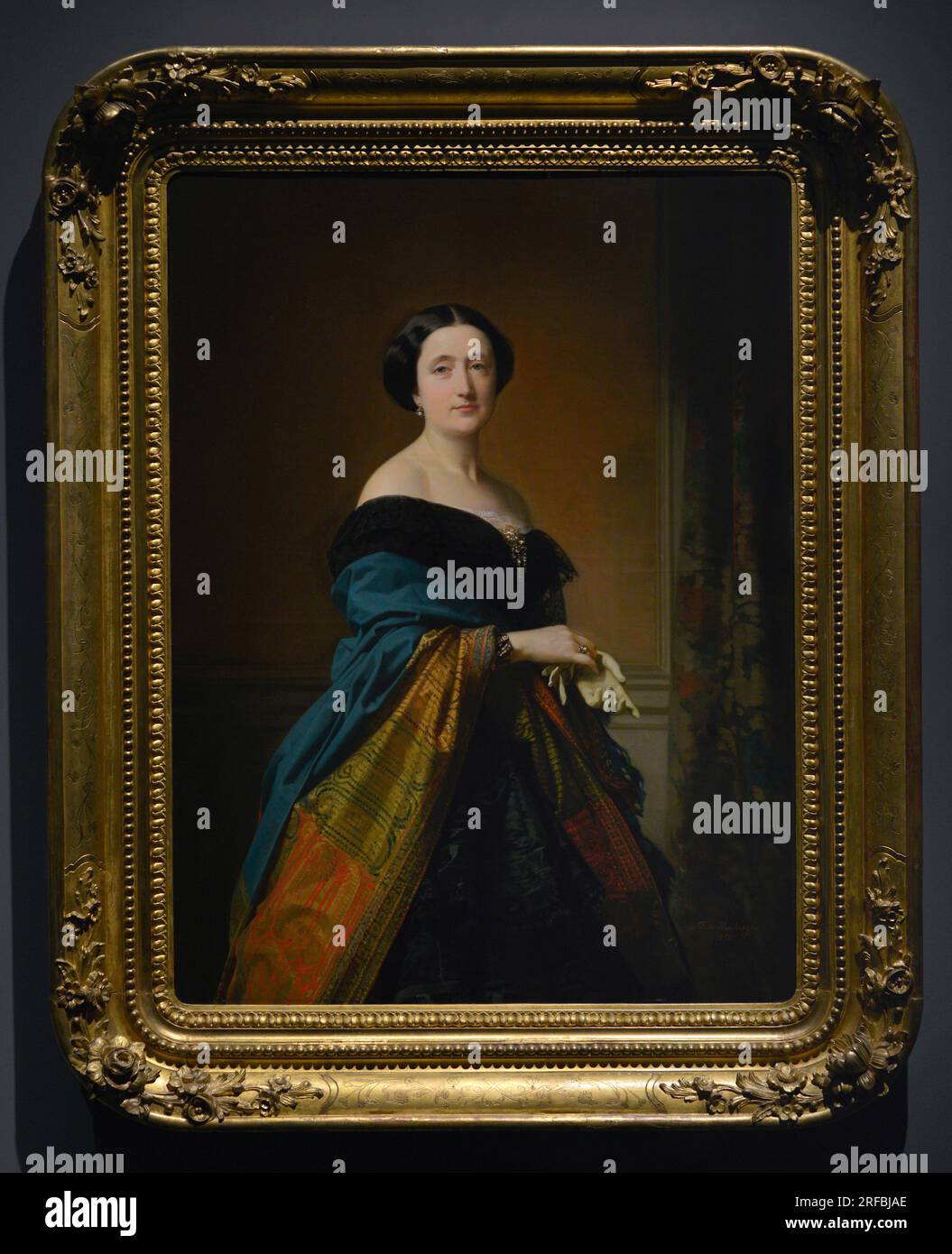 Federico de Madrazo y Kuntz (1815-1894). Spanischer Maler. Porträt von Saturnina Canaleta, 1856. Ehefrau von Jaime Girona (1826-1907), katalanischer Geschäftsmann und Bankier. Öl auf Leinwand, 123 x 90 cm. Prado-Museum. Madrid. Spanien. Stockfoto