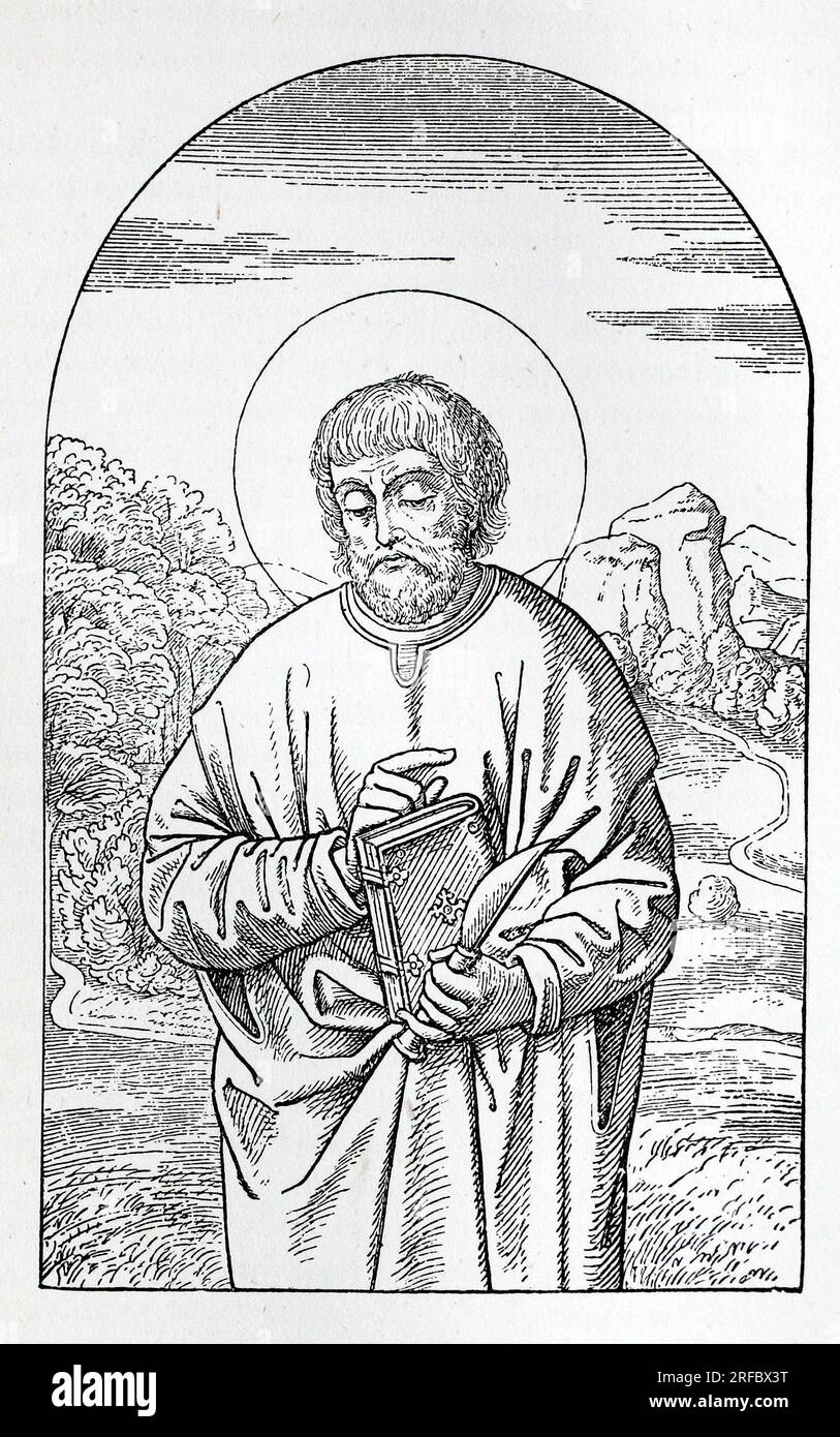 St. Bartholomew vom Wiener Missal. Gravur aus dem Leben der Heiligen von Sabin Baring-Gould. Stockfoto