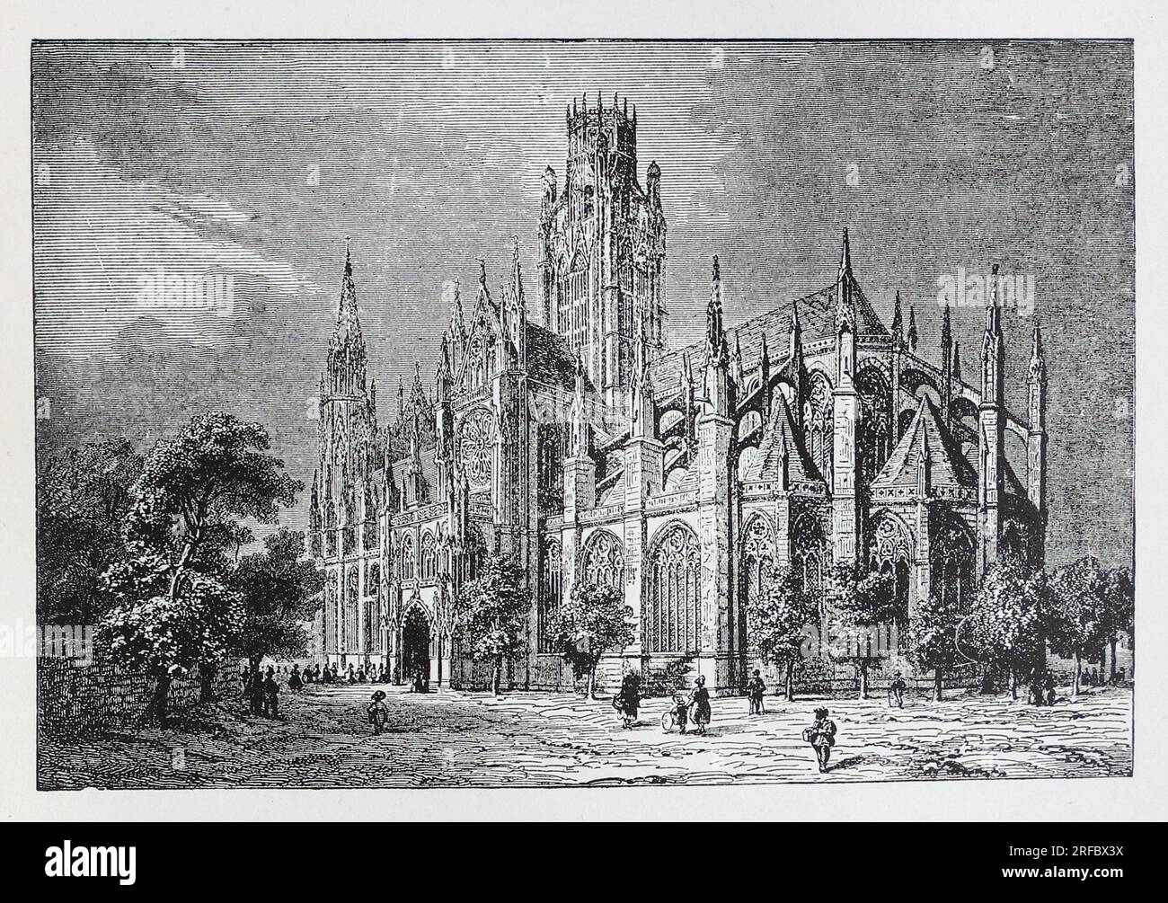 Illustration aus dem 19. Jahrhundert der Kathedrale von St. Ouen in Rouen, Frankreich. Gravur aus dem Leben der Heiligen von Sabin Baring-Gould. Stockfoto
