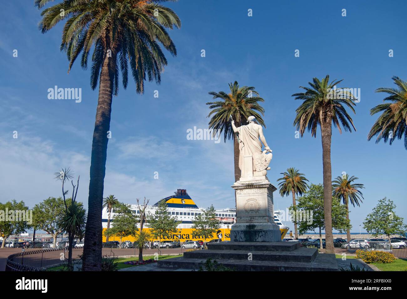 Bastia, Place Saint Nicolas, Statue de Napoleon Bonaparte, Korsika, Frankreich, Europa Stockfoto