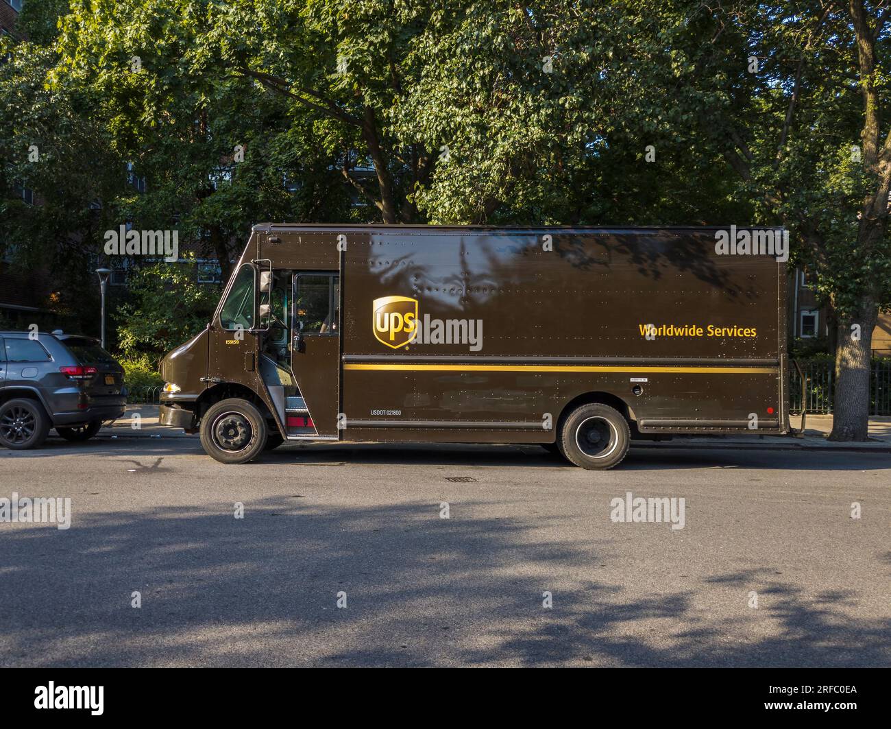 USV-Truck in Chelsea in New York am Freitag, den 28. Juli 2023. (© Richard B. Levine) Stockfoto