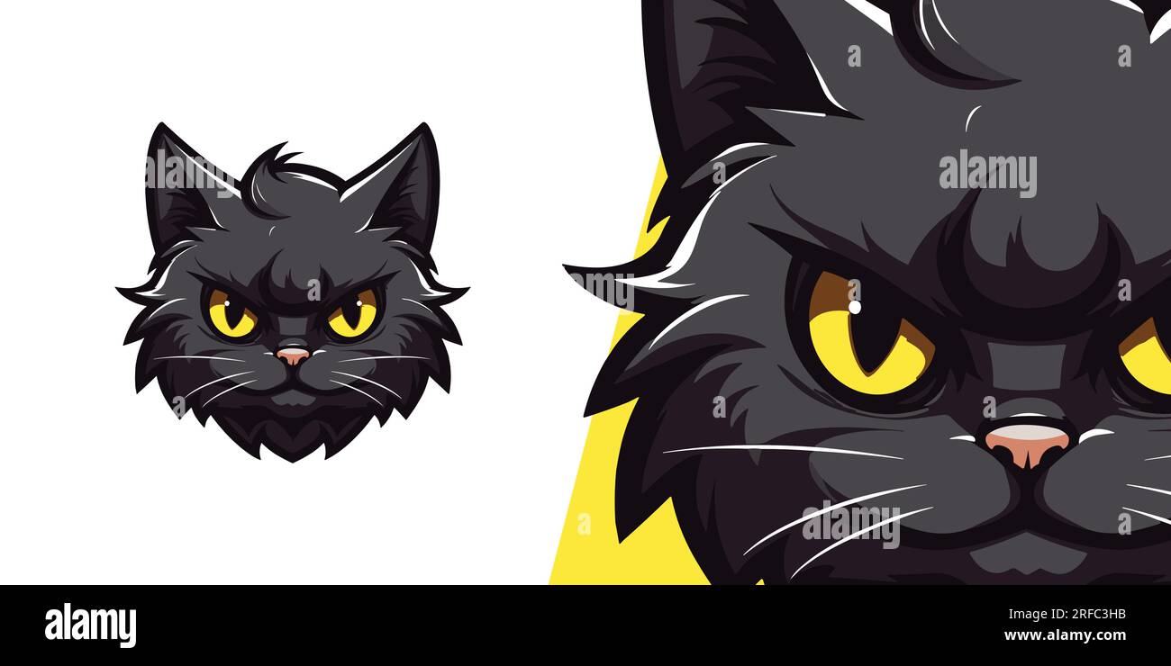 „Fearless Black Cat Mascot“-Logo: Entfesseln Sie das Potenzial von Sport und Emblemen mit Vector Design Stock Vektor