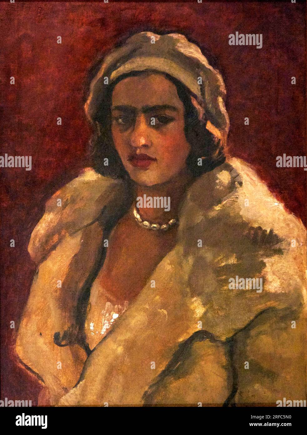 Self-Portrait (9) der ungarisch-indischen Künstlerin Amrita Sher-Gil (1913-1941), Öl auf Leinwand, 1930 Stockfoto