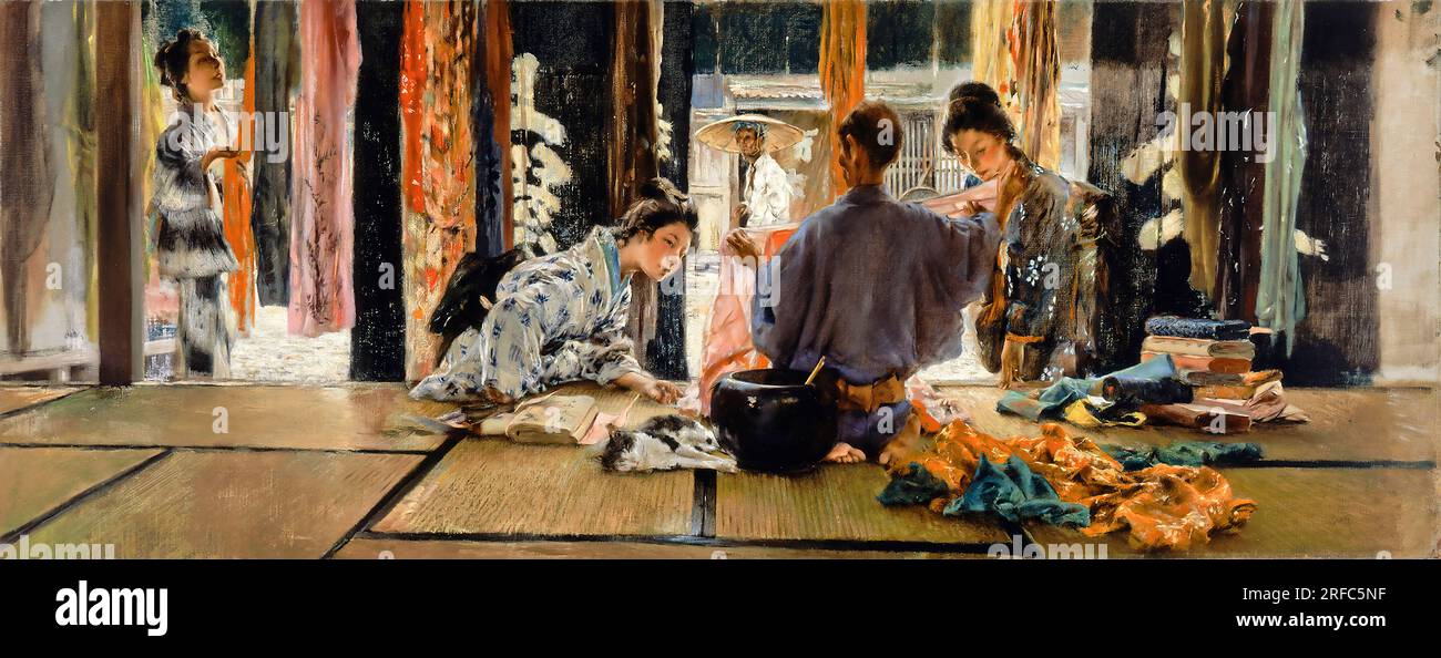 Robert Blum. The Silk Merchant, Japan von Robert Frederick Blum (1857-1903), OIL on Canvas, 1892 Stockfoto