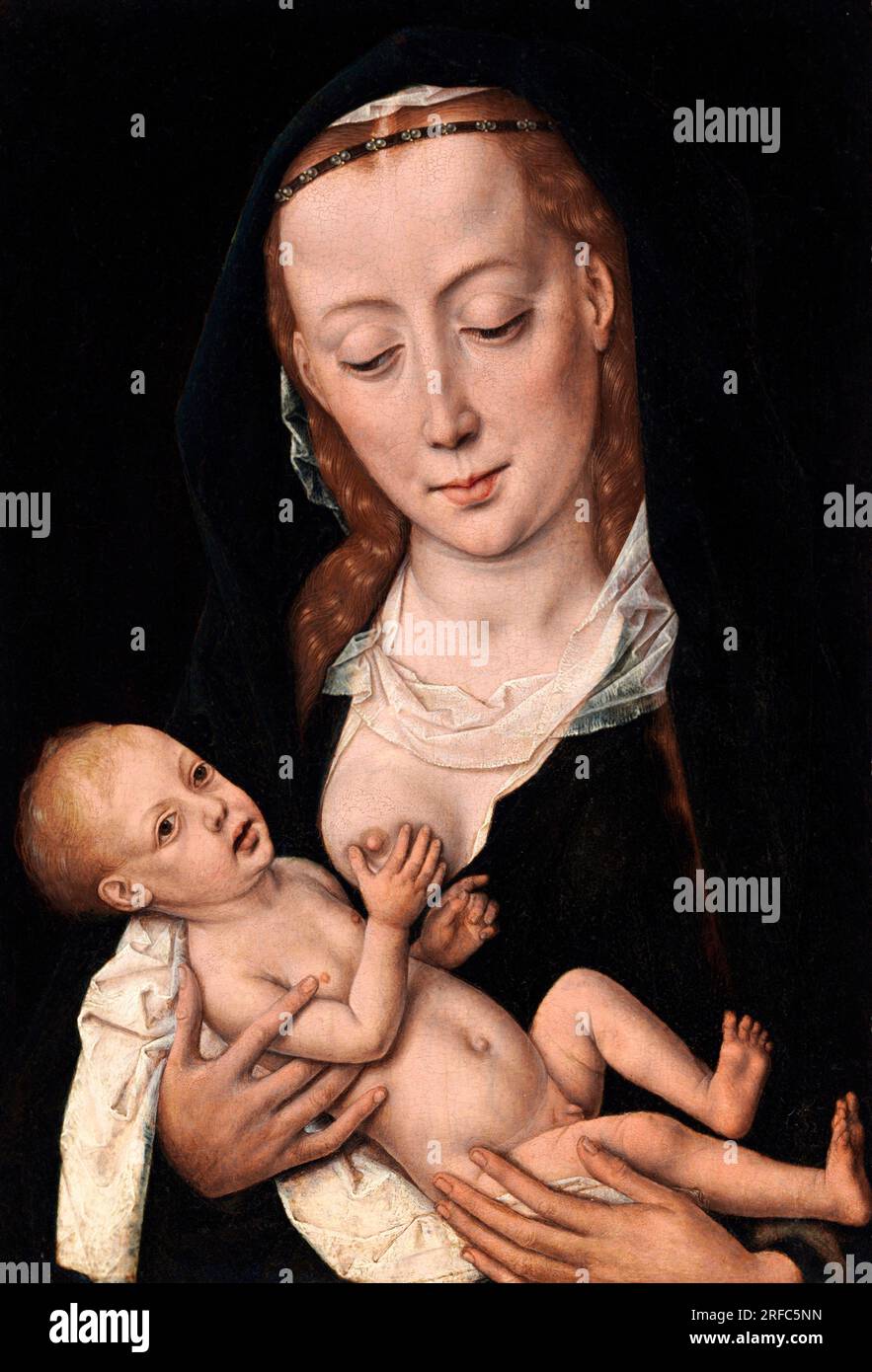 Jungfrau und Kind vom frühen niederländischen Maler, Dieric Bouts (ca. 1415-1475), Öl auf Panel, ca. 1460 Stockfoto