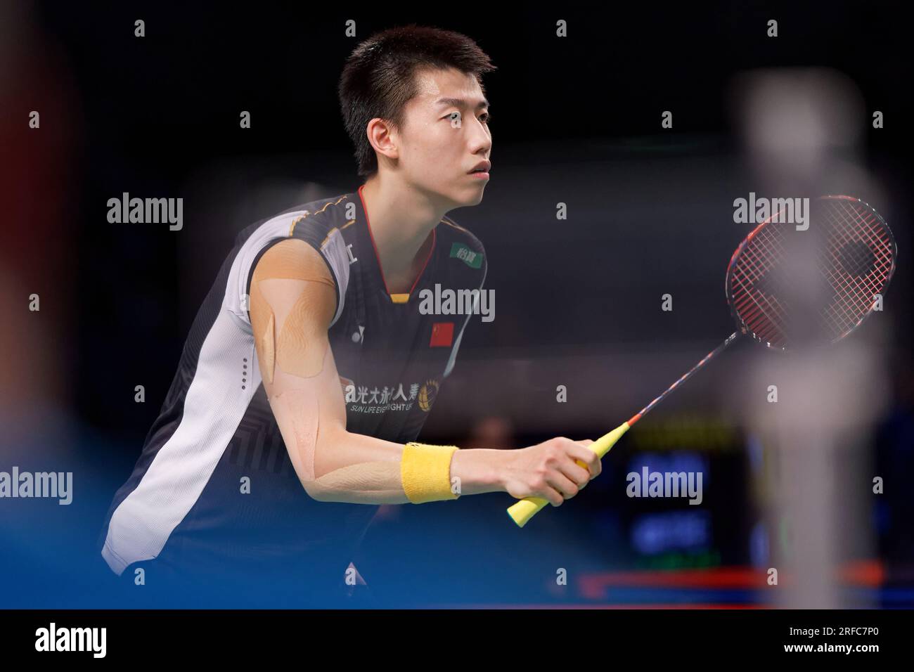 Sydney, Australien. 02. Aug. 2023. Feng Yan Zhe in China in Aktion am 2. Tag der Sathio Group Australian Badminton Open 2023 im Quaycenter am 2. August 2023 in Sydney, Australien Kredit: IOIO IMAGES/Alamy Live News Stockfoto