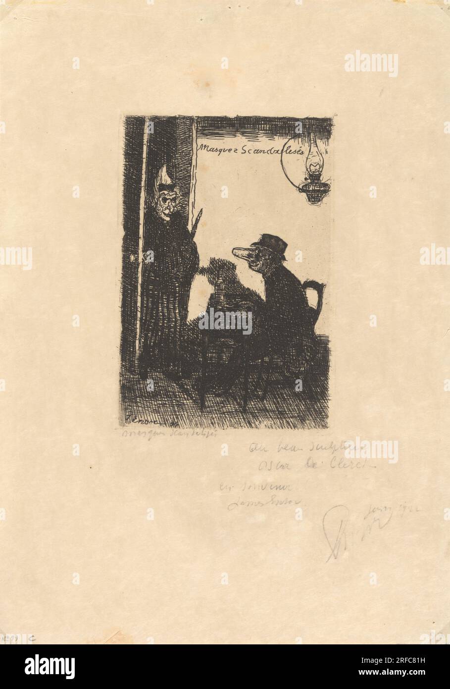 Masques Scandalisés 1895 von James Ensor Stockfoto