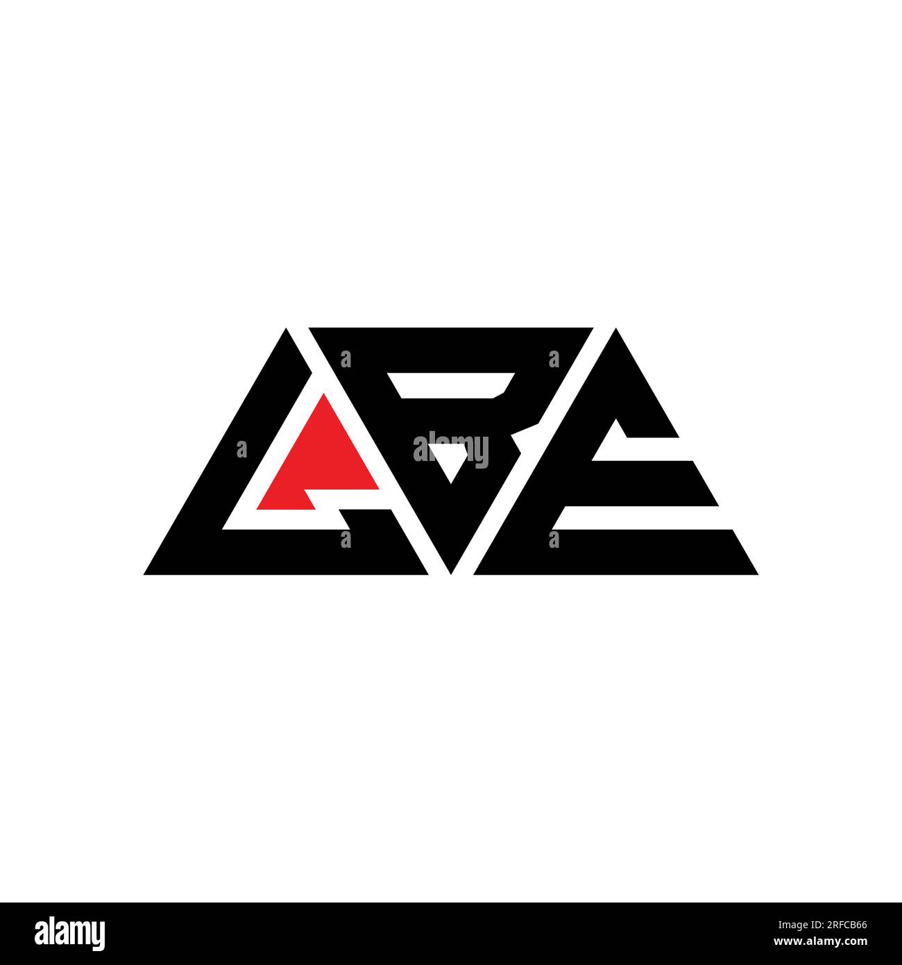 LBE-Logo mit dreieckigem Buchstaben in Dreiecksform. Monogramm mit LBE-Dreieck-Logo. LBE-Dreieck-Vektor-Logo-Vorlage mit roter Farbe. LBE triangul Stock Vektor