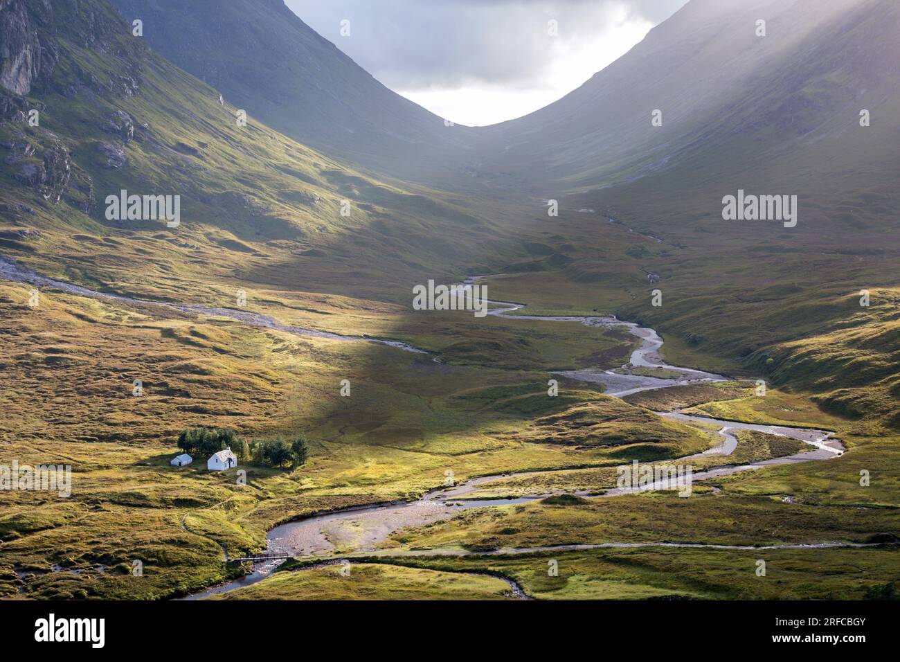 Lagangarbh Hut von oben, Glencoe, Highlands, Schottland Stockfoto