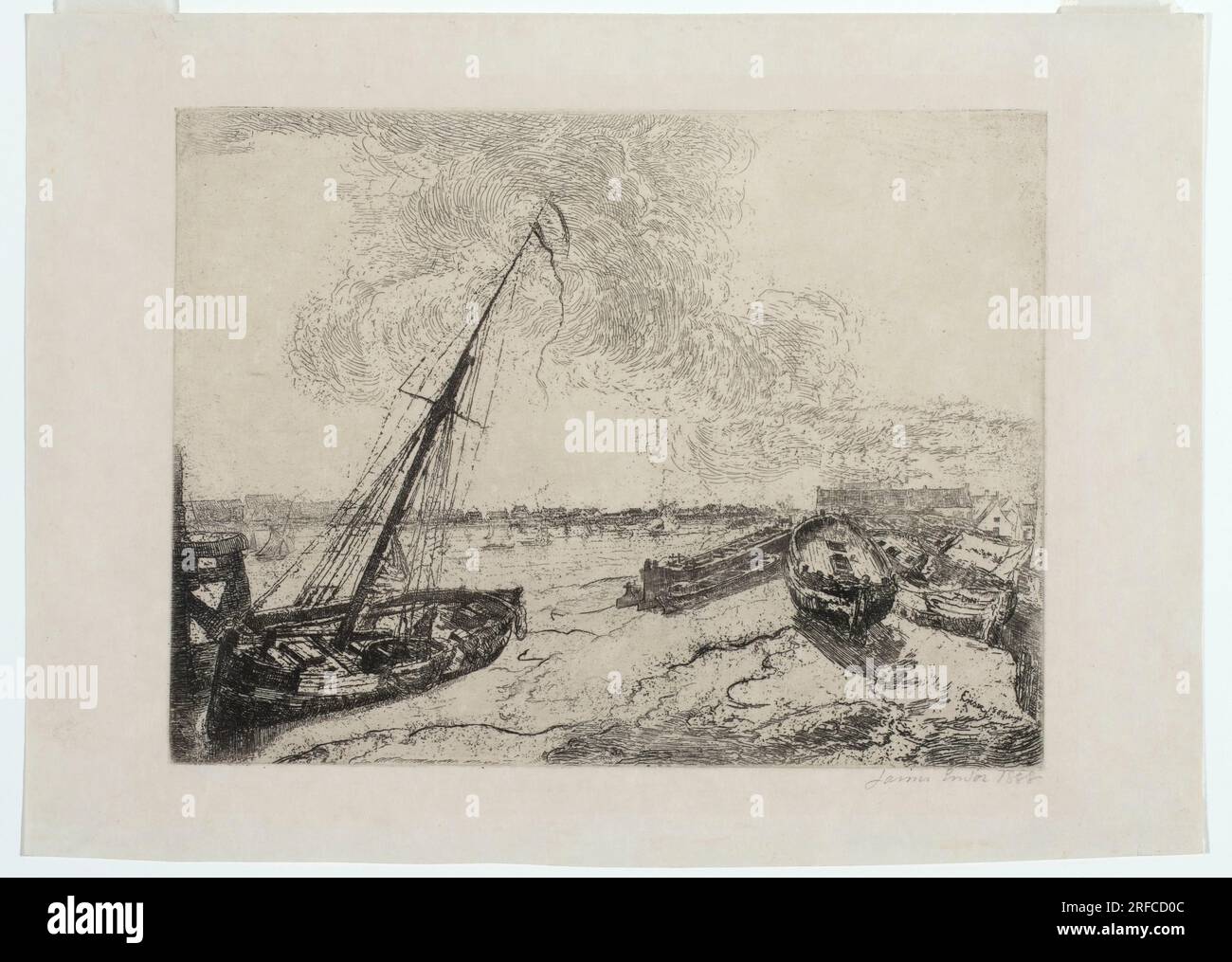 Boote auf Grund 1888 von James Ensor Stockfoto