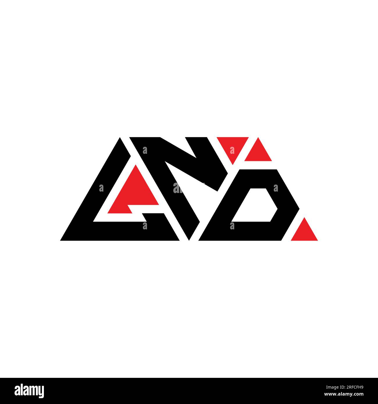 LND-Logo mit dreieckigem Buchstaben in Dreiecksform. LND-Monogramm mit Dreieckslogo. LND-dreieckige Vektorvorlage mit roter Farbe. LND Triangul Stock Vektor
