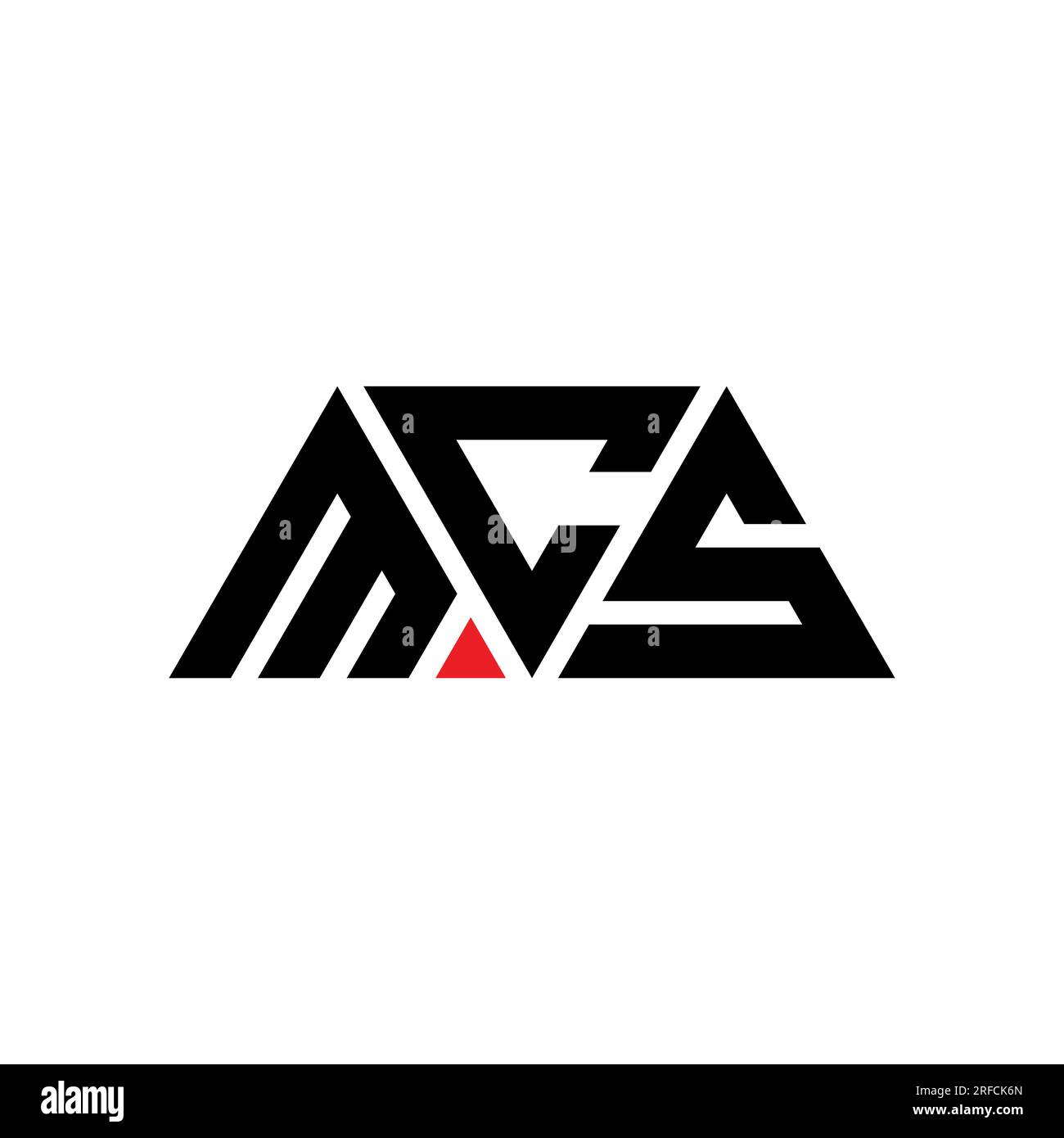 MCS-Logo mit Dreiecksbuchstaben und Dreiecksform. Monogramm mit MCS-Dreieck-Logo. MCS-dreieckige Vektor-Logo-Vorlage mit roter Farbe. MCS Triangul Stock Vektor