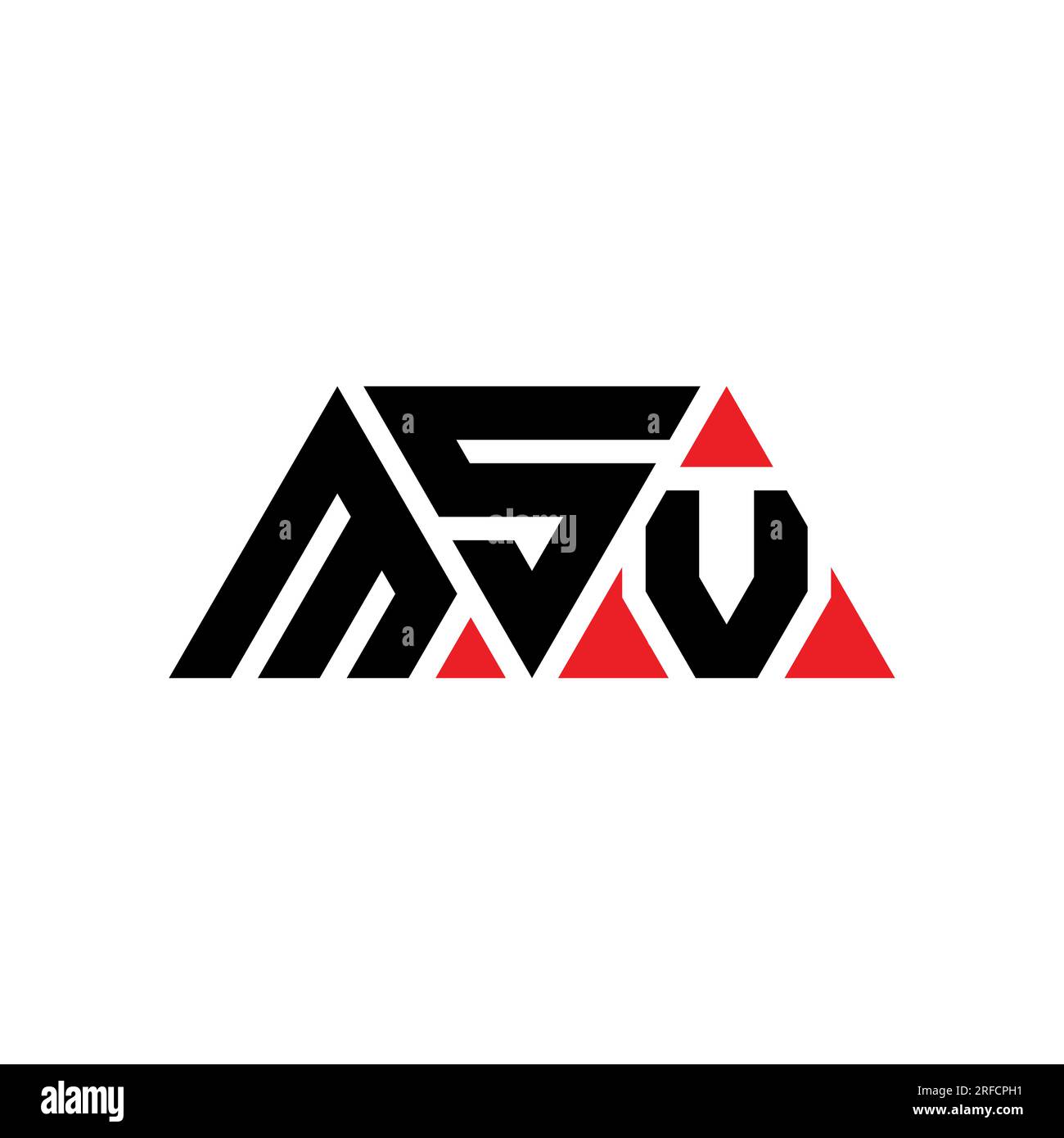 MSV-Logo mit dreieckigem Buchstaben in Dreiecksform. Monogramm mit MSV-Dreieck-Logo. MSV-Dreieck-Vektor-Logo-Vorlage mit roter Farbe. MSV triangul Stock Vektor