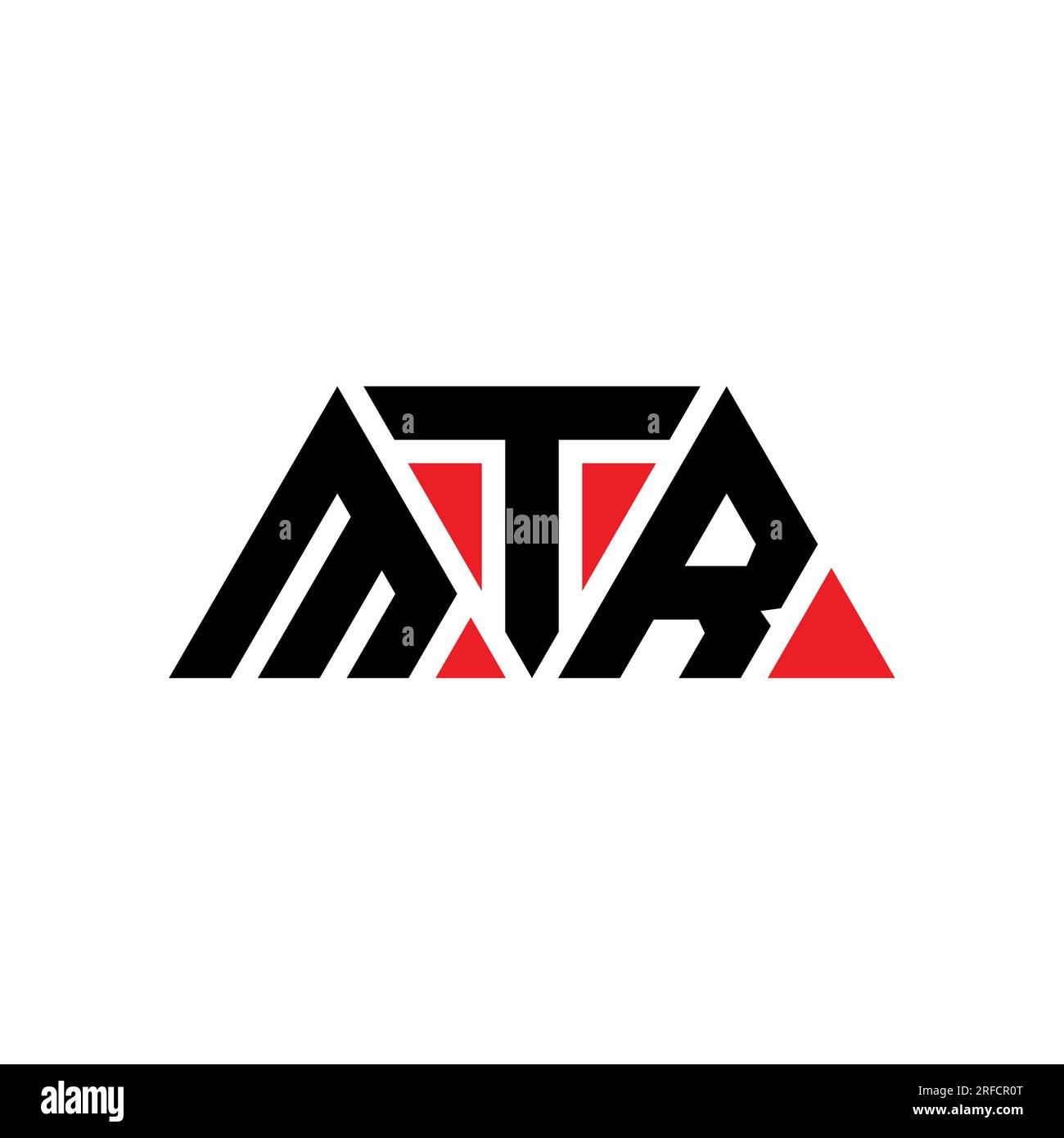 MTR-Logo mit Dreiecksbuchstaben und Dreiecksform. MTR-Dreieck-Logo-Monogramm. MTR-Dreieck-Vektor-Logo-Vorlage mit roter Farbe. MTR Triangul Stock Vektor