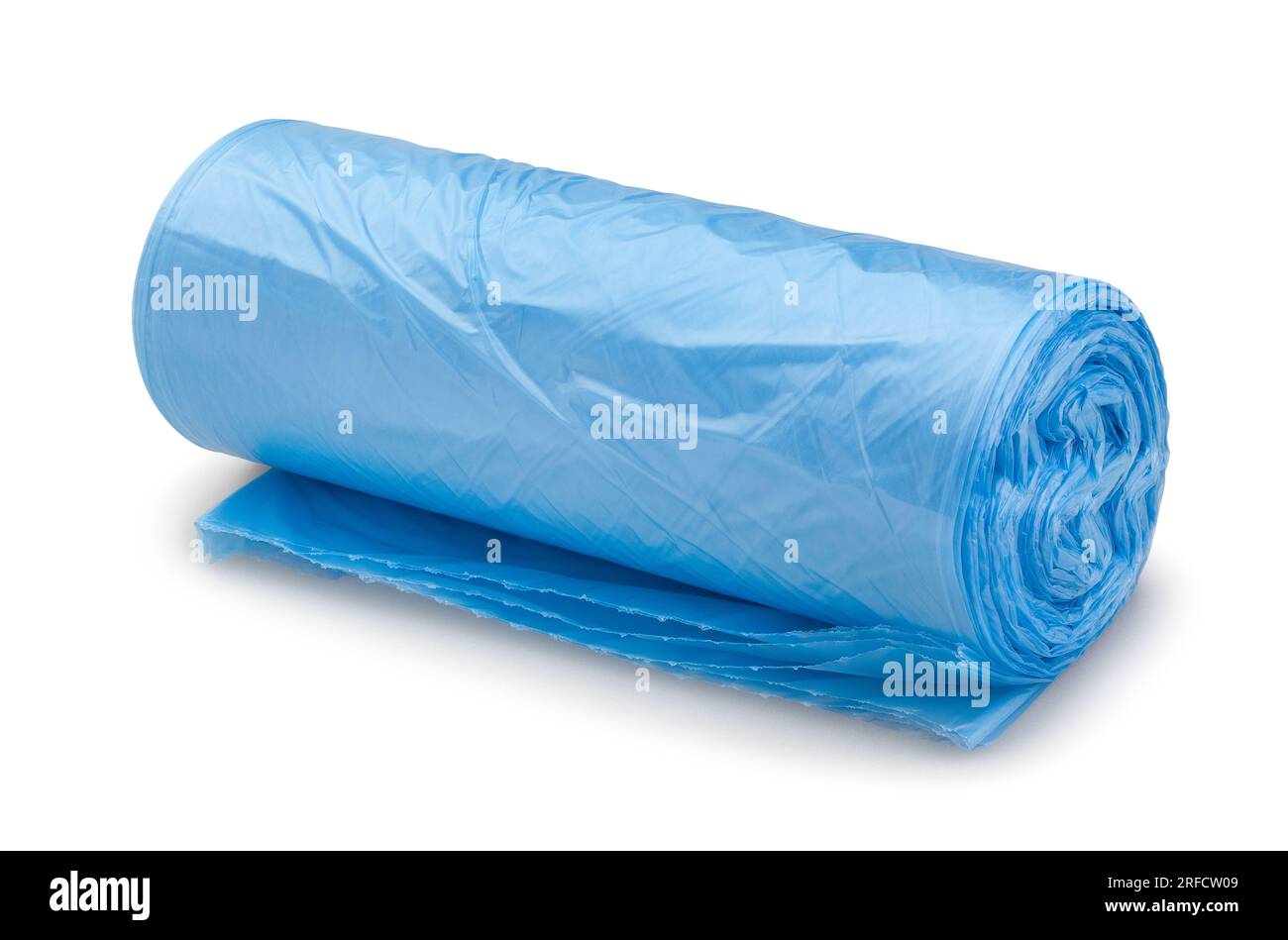 Pfad des Müllsacks isoliert auf weiß Stockfoto