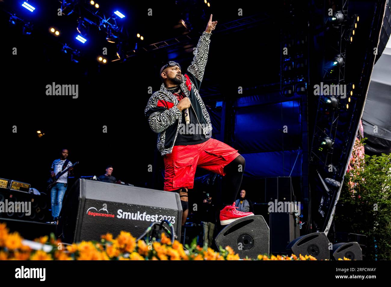 Skanderborg, Dänemark. 02. Aug. 2023. Der jamaikanische Tanzsänger und Rapper Sean Paul führt während des dänischen Musikfestivals SmukFest 2023 in Skanderborg ein Live-Konzert auf. (Foto: Gonzales Photo/Alamy Live News Stockfoto