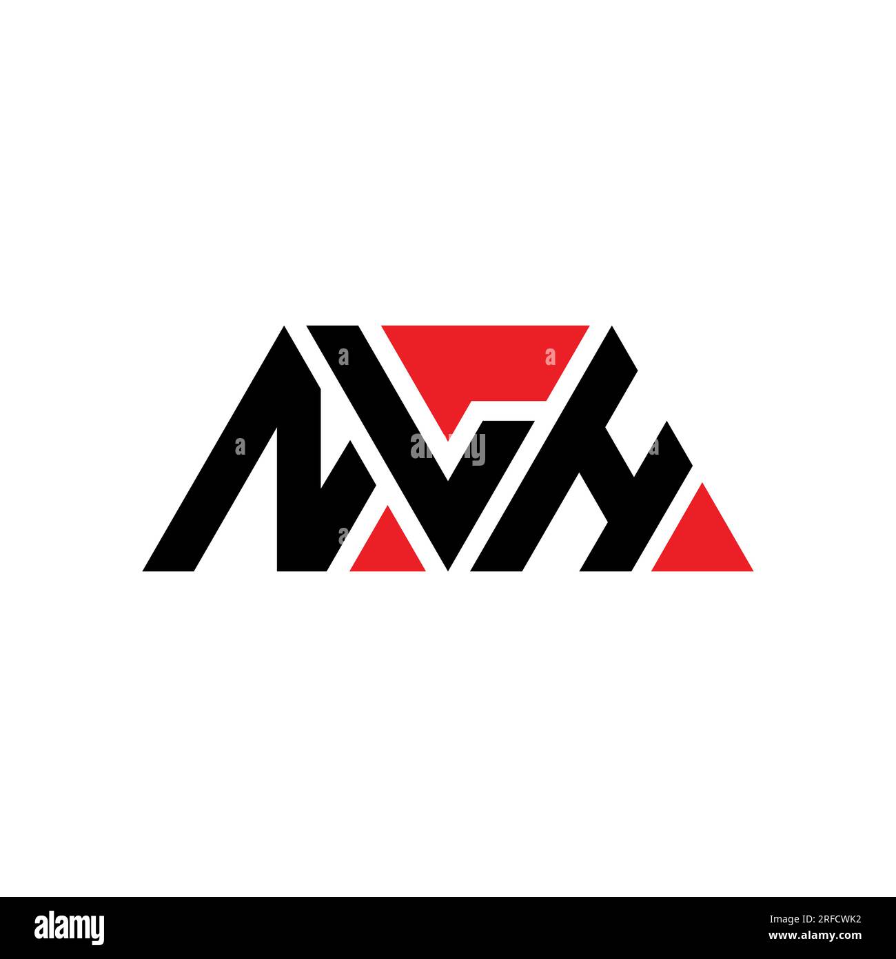 NLH-Logo mit dreieckigem Buchstaben in Dreiecksform. Monogramm mit NLH-Dreieck-Logo. Vorlage für NLH-Dreieck-Vektor-Logo in roter Farbe. NLH Triangul Stock Vektor