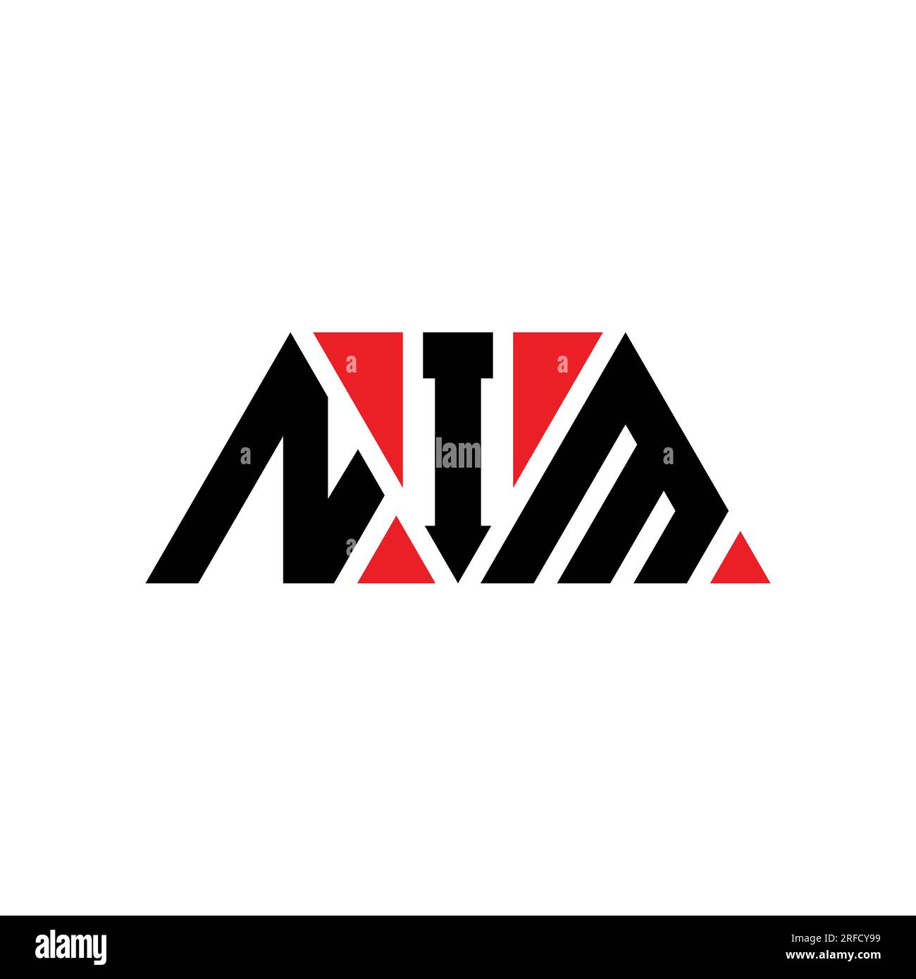 NIM-Logo mit Dreiecksbuchstaben und Dreiecksform. Monogramm mit NIM-Dreieck-Logo. Vorlage für NIM-Dreieck-Vektor-Logo in roter Farbe. NIM Triangul Stock Vektor
