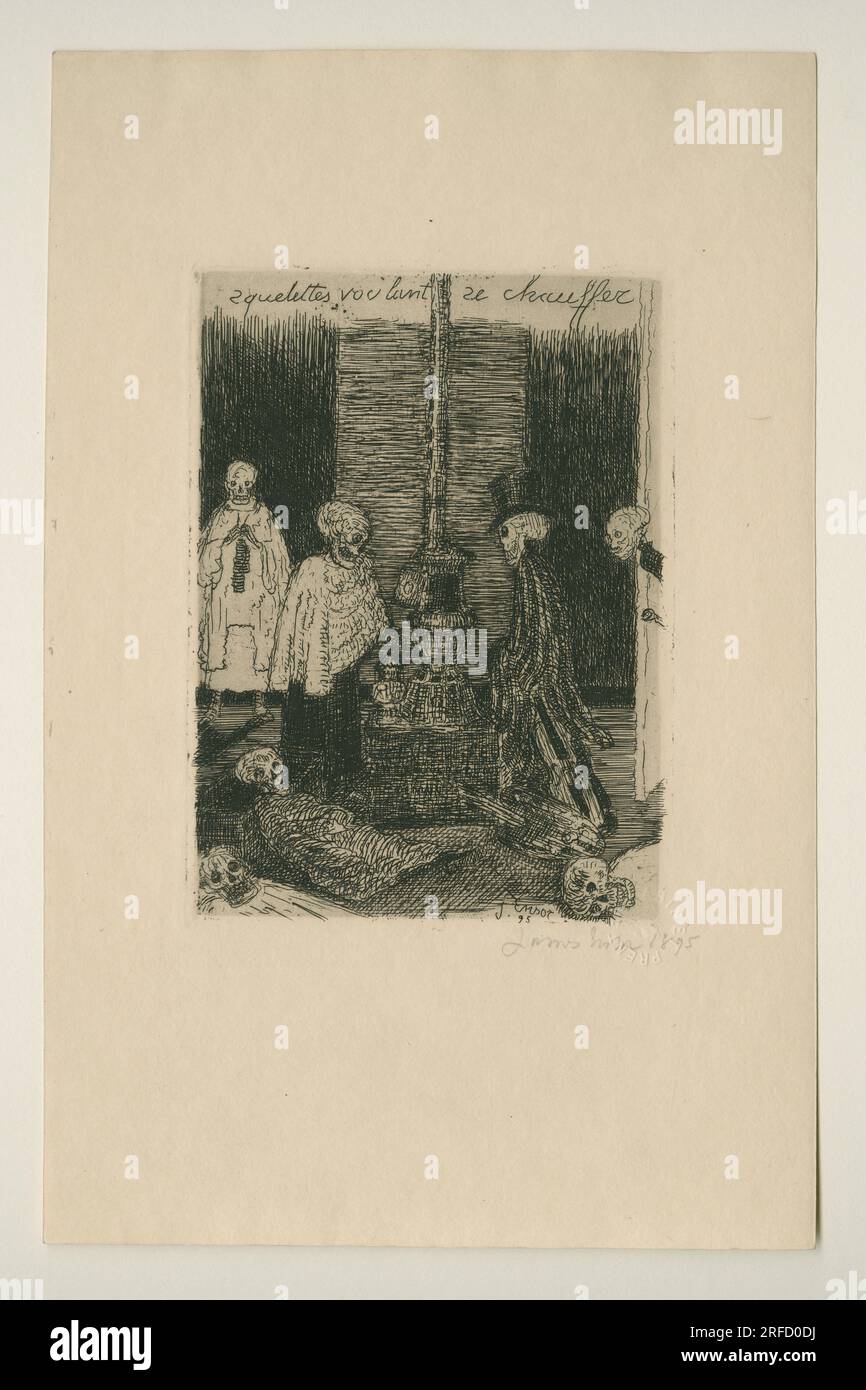 Squelettes voulant se chauffer 1895 von James Ensor Stockfoto