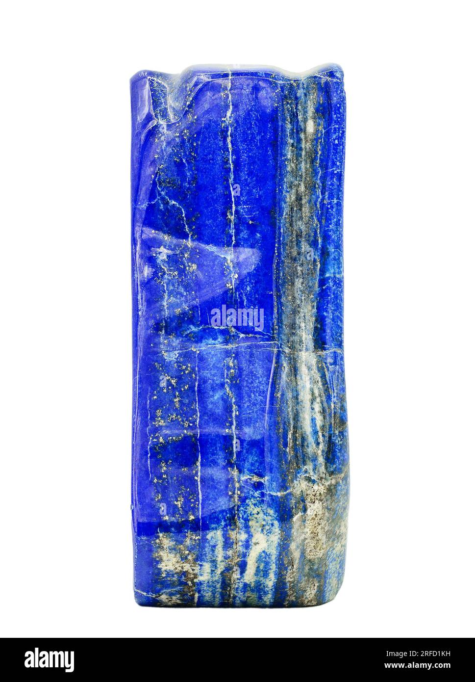 Dekorativ polierter blauer Edelstein Lapis Lazuli (Lavitstein) isoliert Stockfoto