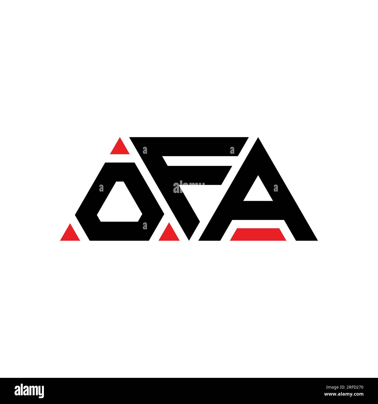 OFA-Logo mit Dreiecksbuchstaben und Dreiecksform. OFA-Dreieck-Logo-Monogramm. OFA-Dreieck-Vektor-Logo-Vorlage mit roter Farbe. OFA Triangul Stock Vektor