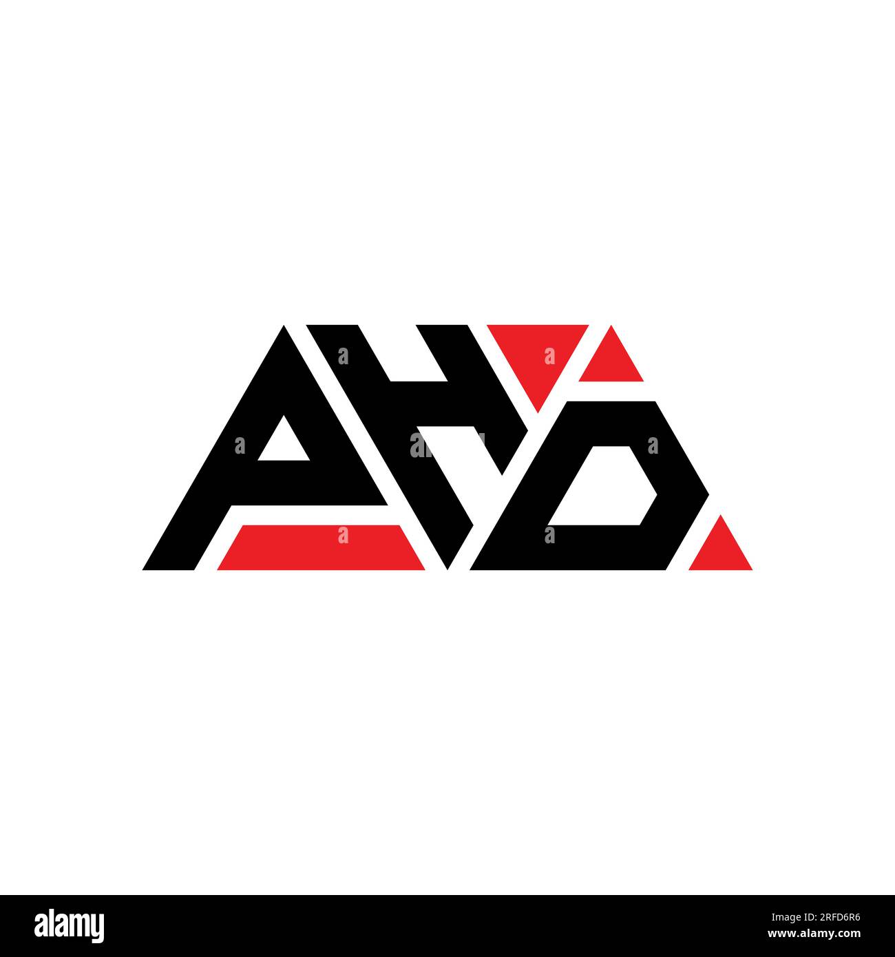 PHD-Logo mit Dreiecksbuchstaben in Dreiecksform. PHD Dreieck-Logo-Monogramm. VORLAGE für PHD-Dreieck-Vektor-Logo in roter Farbe. PHD Triangul Stock Vektor