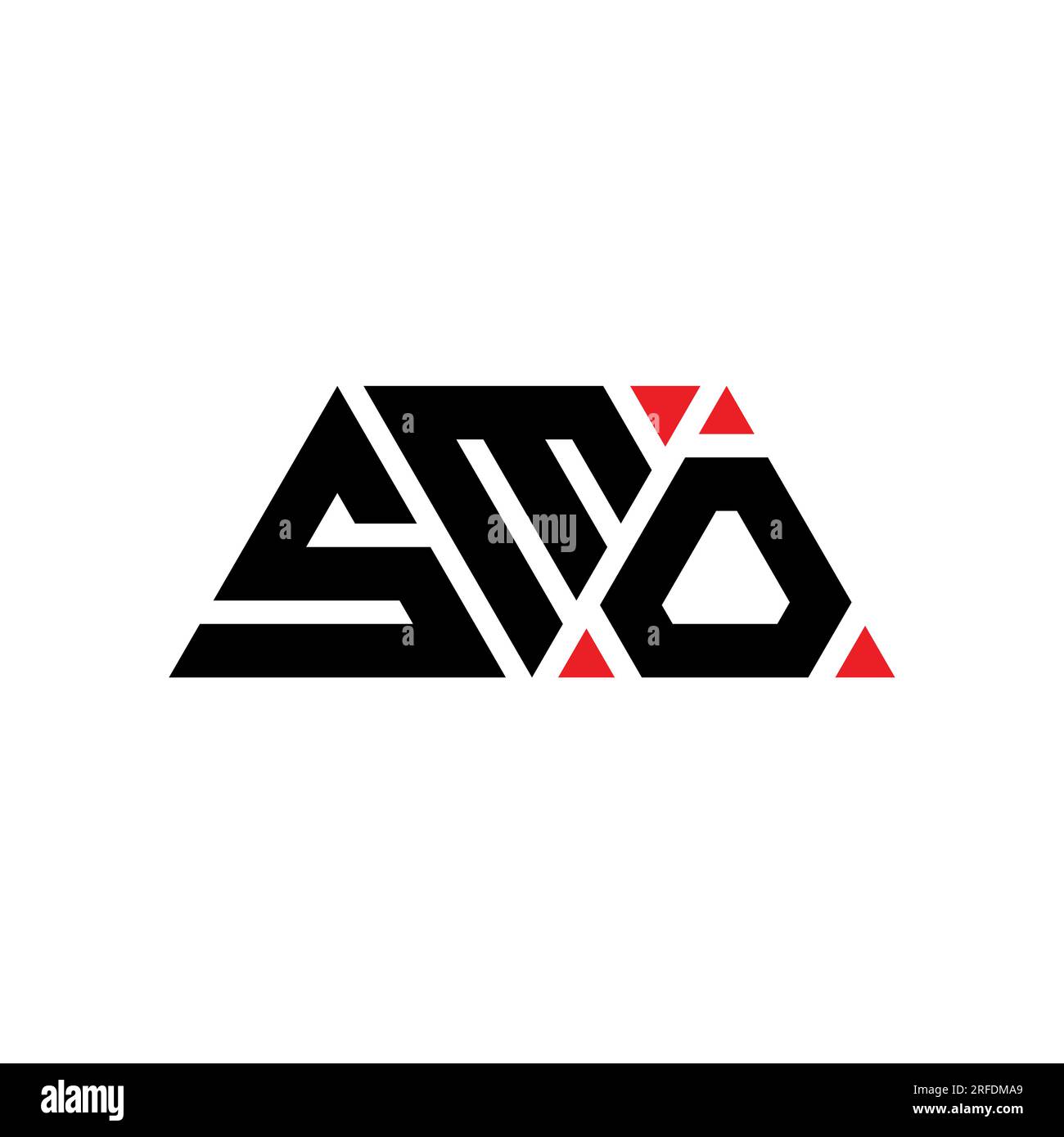 SMO-Logo mit Dreiecksbuchstaben in Dreiecksform. BBS Dreieck-Logo-Monogramm. SMO-Dreieck-Vektor-Logo-Vorlage mit roter Farbe. BBS Triangul Stock Vektor