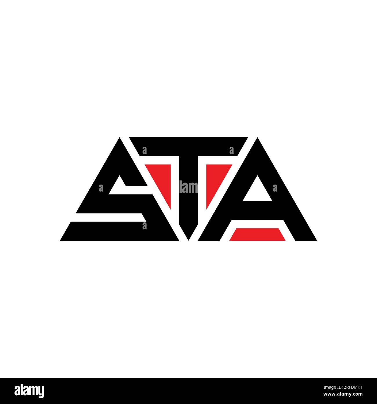 DAS STA-Logo mit dreieckigem Buchstaben hat eine dreieckige Form. MONOGRAMM mit STA-Dreieck-Logo. STA-Dreieck-Vektor-Logo-Vorlage mit roter Farbe. STA triangul Stock Vektor