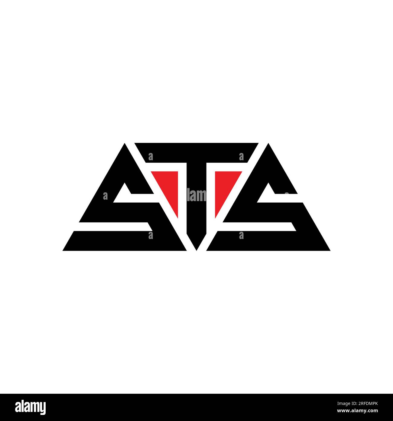 STS-Logo mit Dreiecksbuchstaben und Dreiecksform. STS-Dreieck-Logo-Monogramm. STS-dreieckige Vektor-Logo-Vorlage mit roter Farbe. STS-Triangul Stock Vektor