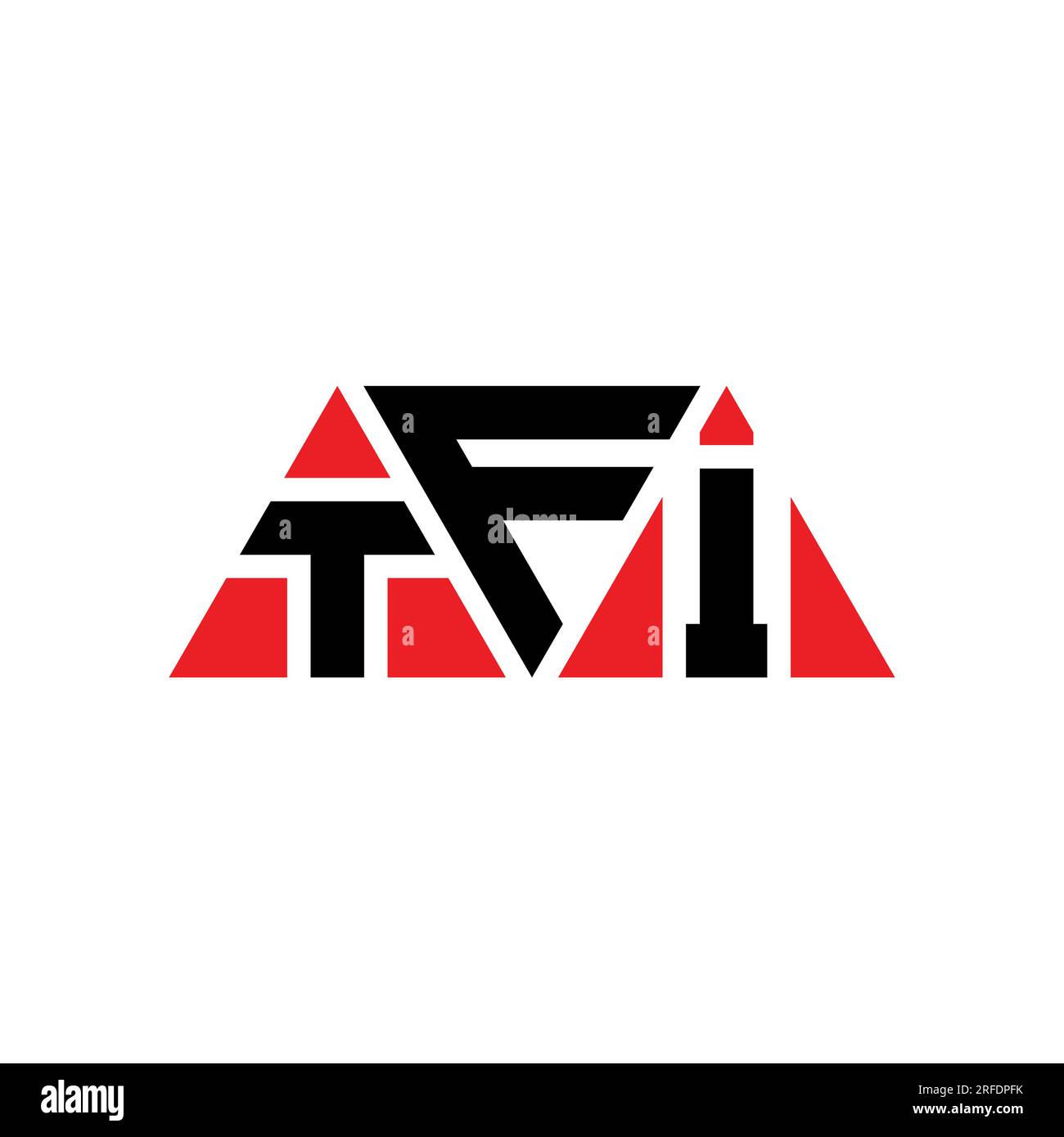TFI-Logo mit Dreiecksbuchstaben und Dreiecksform. Monogramm mit TFI-Dreieck-Logo. TFI-dreieckige Vektorvorlage mit roter Farbe. TFI-Triangul Stock Vektor