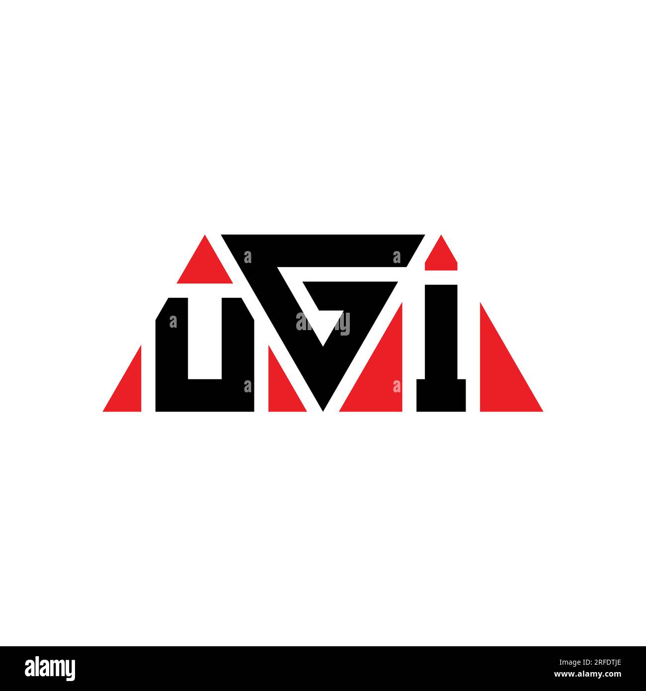 LOGO mit UGI-Dreiecksbuchstaben und Dreiecksform. Monogramm mit UGI-Dreieck-Logo. UGI-Dreieck-Vektor-Logo-Vorlage mit roter Farbe. UGI Triangul Stock Vektor