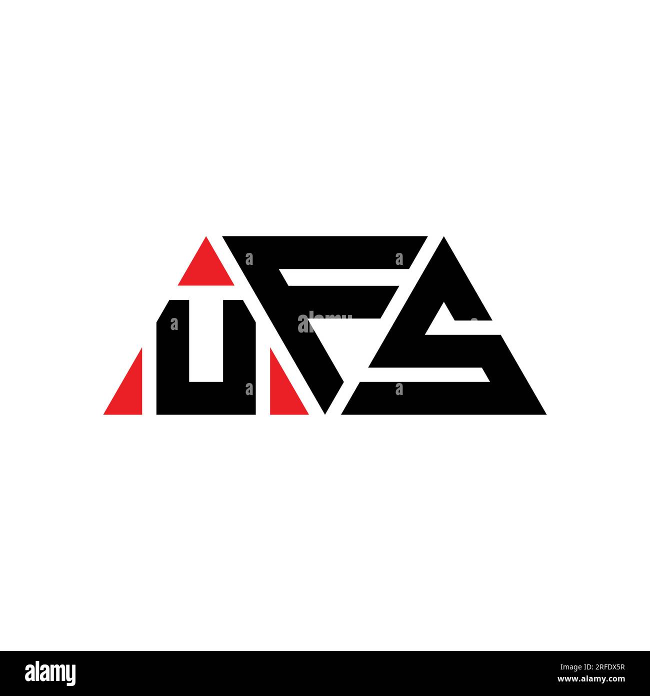 Logo mit UFS-Dreiecksbuchstaben und Dreiecksform. Monogramm mit UFS-Dreieck-Logo. UFS-dreieckige Vektor-Logo-Vorlage mit roter Farbe. UFS Triangul Stock Vektor