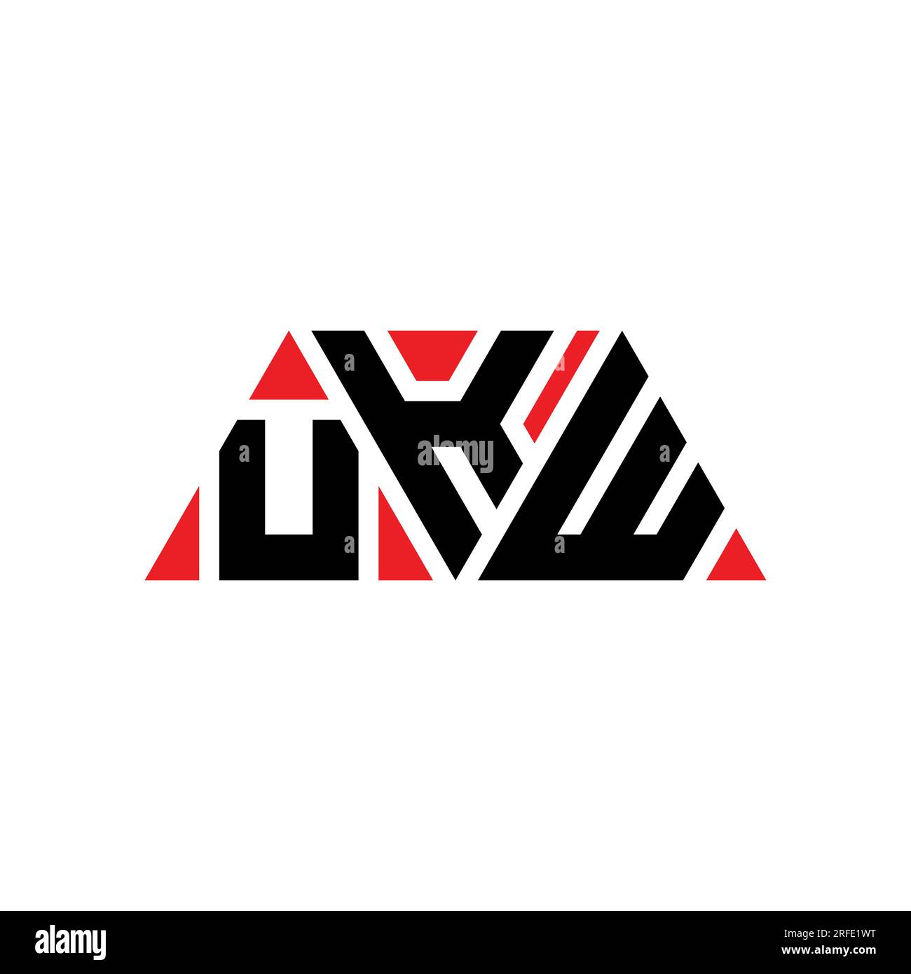 Logo mit UKW-Dreiecksbuchstaben und Dreiecksform. Monogramm mit UKW-Dreieck-Logo. UKW-dreieckige Vektorvorlage mit roter Farbe. UKW-Triangul Stock Vektor