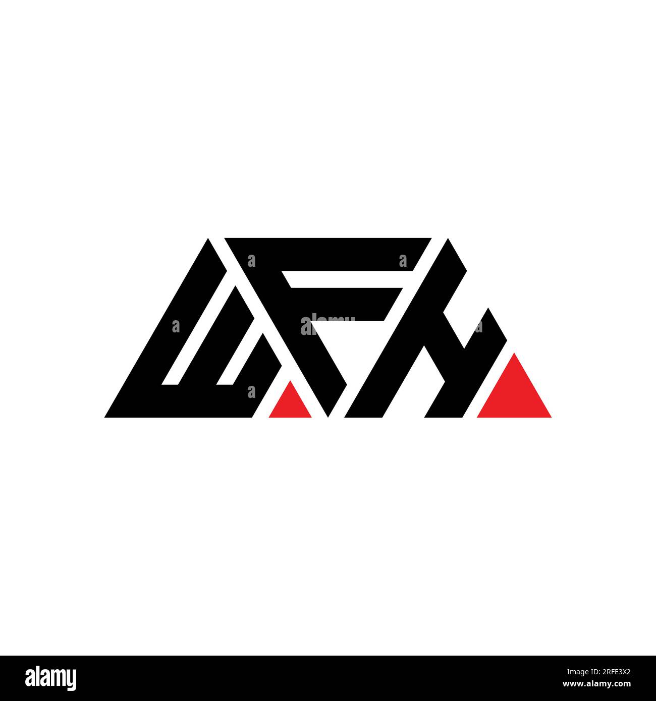 WFH-Logo mit Dreiecksbuchstaben und Dreiecksform. WFH-Dreieck-Logo-Monogramm. WFH-dreieckige Vektor-Logo-Vorlage mit roter Farbe. WFH Triangul Stock Vektor