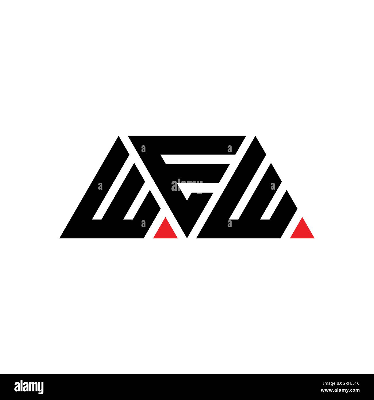 Logo mit DREIECKIGEN Buchstaben in Dreiecksform. Monogramm mit DEM Logo „WEW Triangle“. LOGOVORLAGE „WEW Triangle Vector“ mit roter Farbe. WIR haben Triangul Stock Vektor