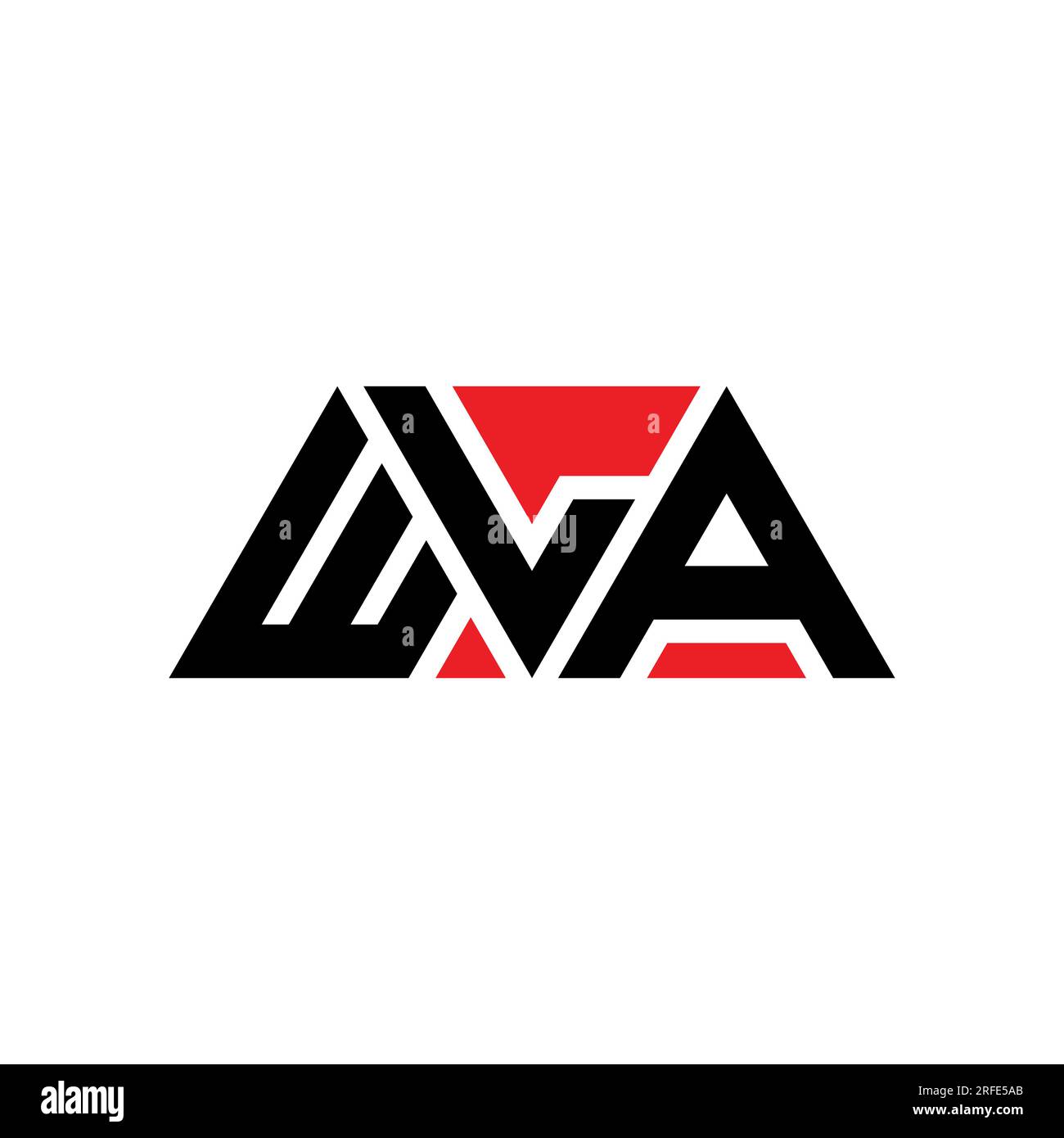 WLA-Logo mit dreieckigem Buchstaben in Dreiecksform. Monogramm mit WLA-Dreieck-Logo. WLA-dreieckige Vektorvorlage mit roter Farbe. WLA-Triangul Stock Vektor