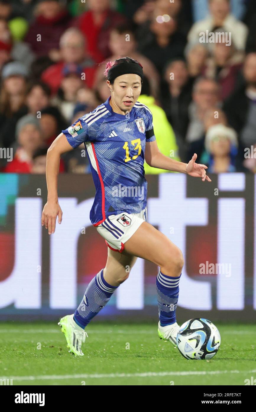 Hamilton, Neuseeland. 22. Juli 2023. Jun ENDO (JPN), 22. Juli 2023 - Fußball/Fußball : #13 Jun ENDO of Japan läuft mit dem Ball während des FIFA Womens World Cup Australia & Neuseeland 2023 Group C-Spiels zwischen Japan und Sambia im Waikato Stadium in Hamilton, Neuseeland. Kredit: AFLO/Alamy Live News Stockfoto