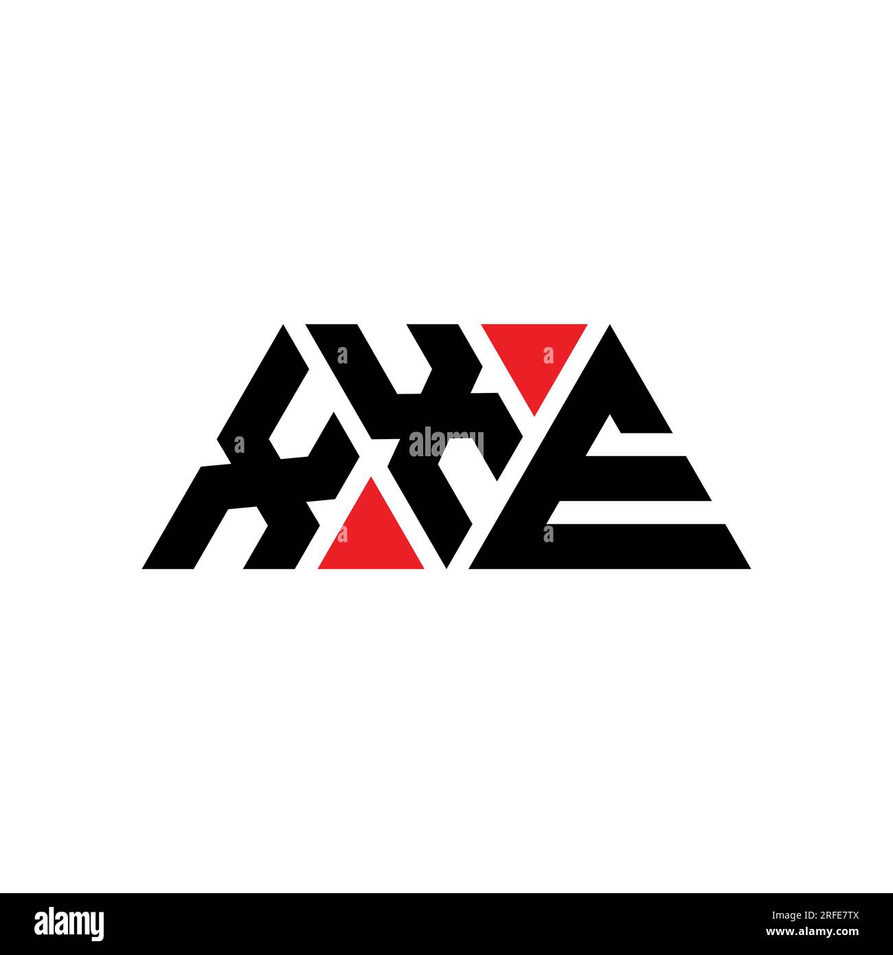 XXE-Logo mit dreieckigem Buchstaben und Dreiecksform. XXE-Monogramm mit Dreieckslogo. XXE-dreieckige Vektor-Logo-Vorlage mit roter Farbe. XXE Triangul Stock Vektor
