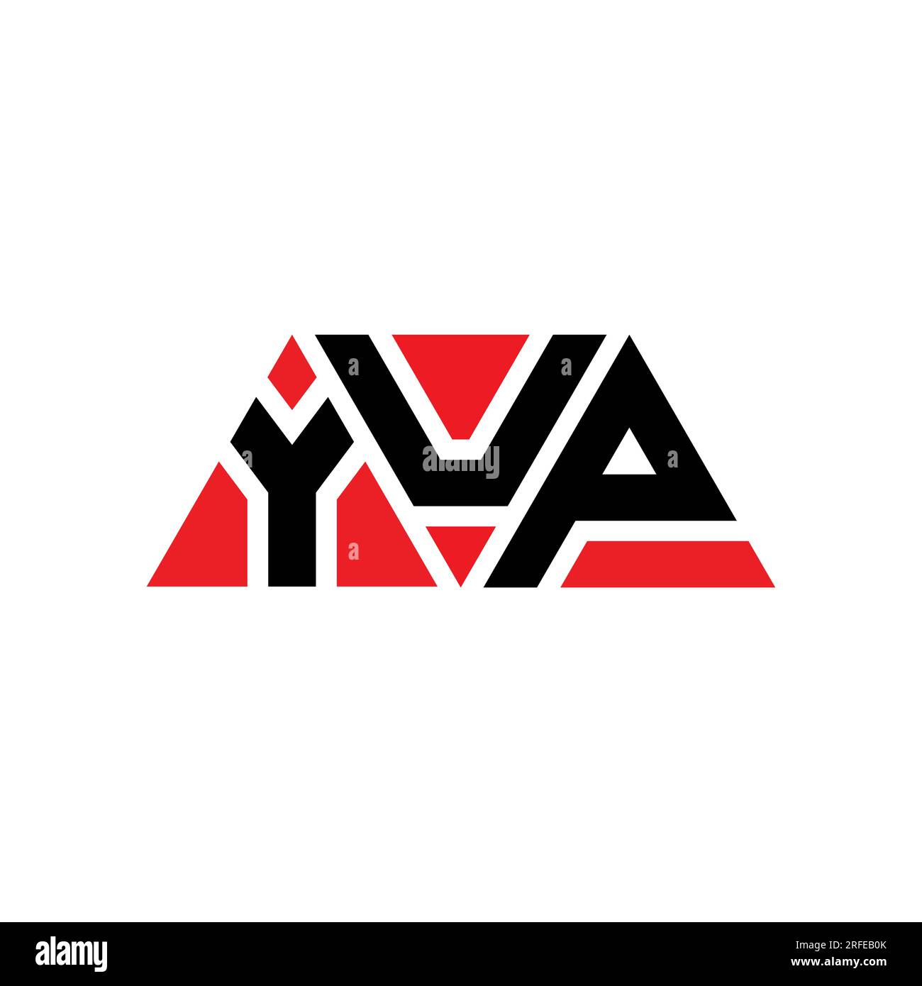 YUP-Logo mit Dreiecksbuchstaben und Dreiecksform. YUP-Monogramm mit Dreieckslogo. YUP-dreieckige Vektor-Logo-Vorlage mit roter Farbe. JA, Triangul Stock Vektor