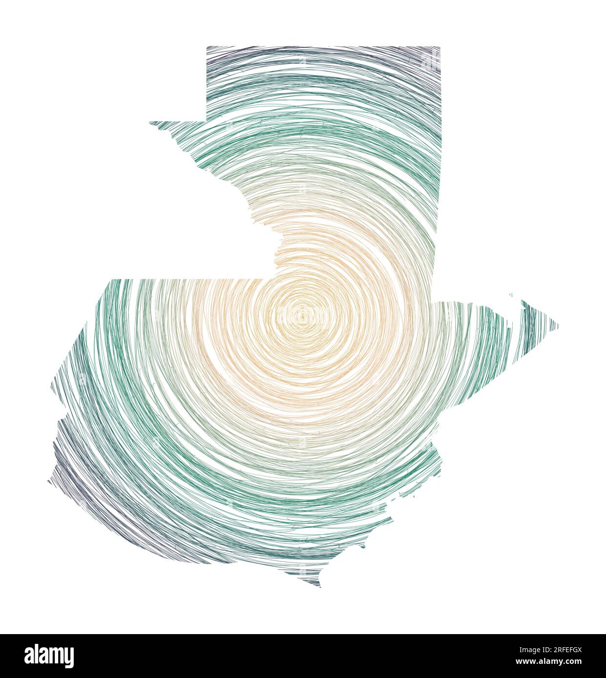Guatemalas Karte mit konzentrischen Kreisen. Skizzieren Sie Kreise in Form des Landes. Vektordarstellung. Stock Vektor