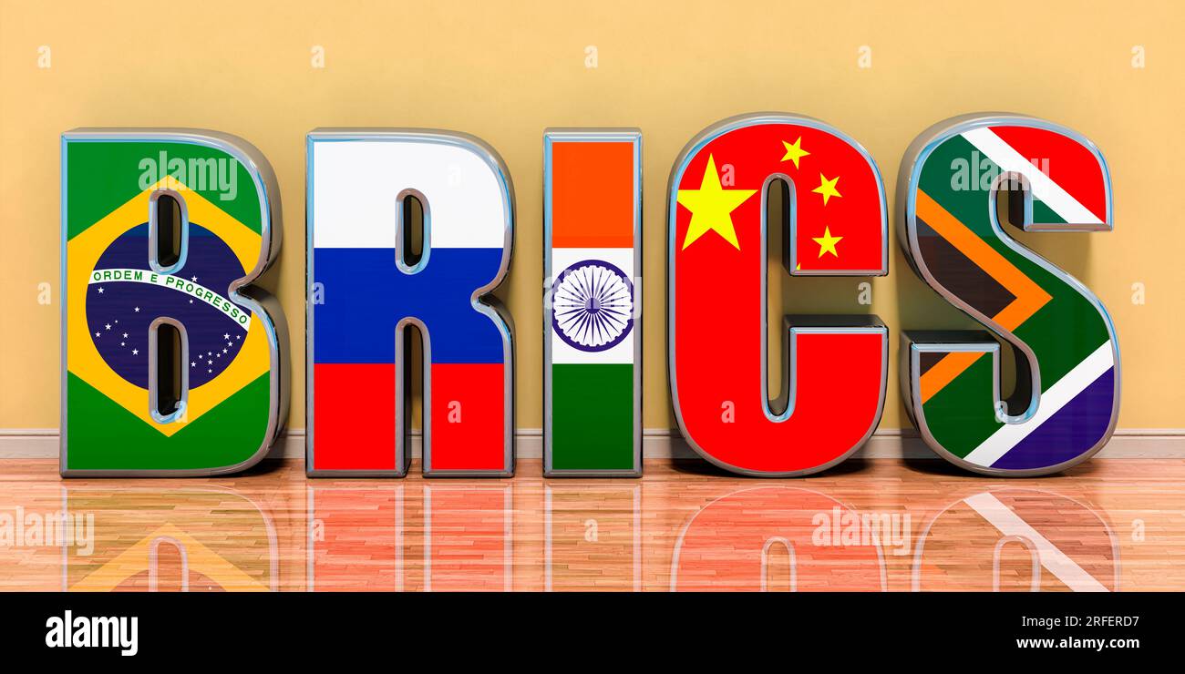 BRICS Summit Konzept im Innenraum, 3D-Rendering Stockfoto