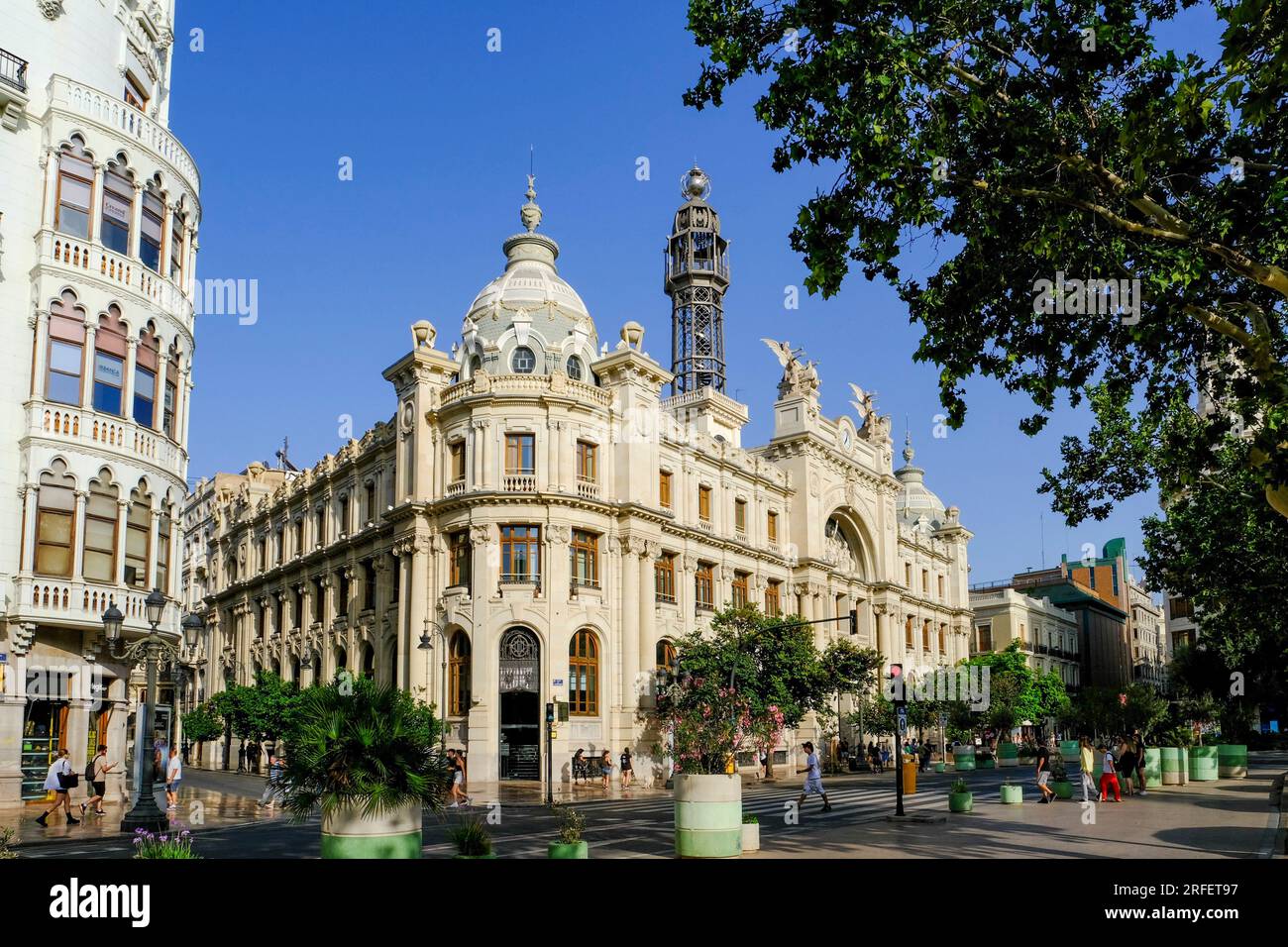 Spanien, Valencia, plaza del Ayuntamiento, Palacio de las Comunicaciones (ehemaliger Edificio de Correos oder Postgebäude) Stockfoto