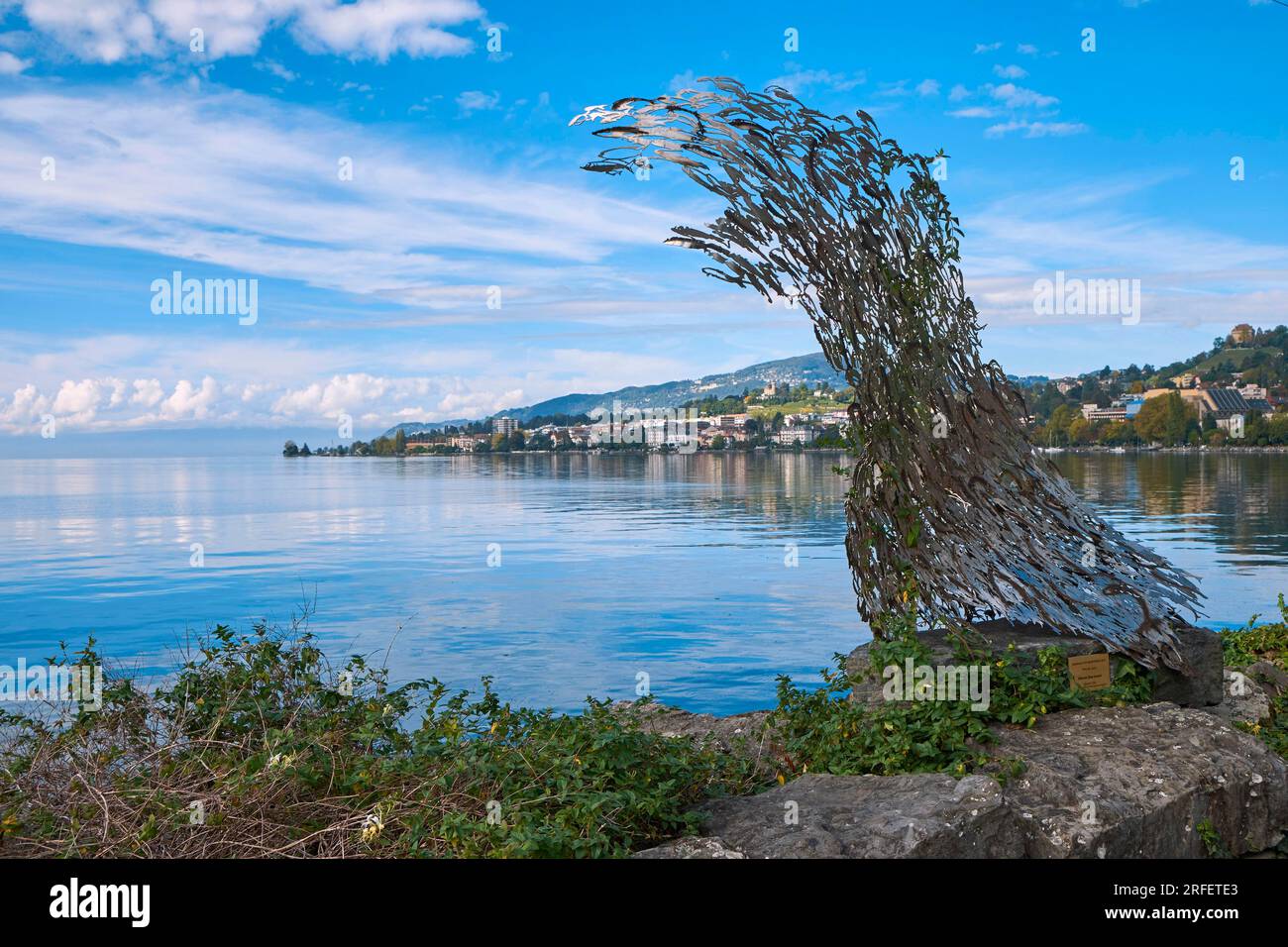 Schweiz, Kanton Vaud, Montreux, die Kais am Ufer des Genfer Sees, über dem Meeresspiegel von den Bildhauern Paolo Albertelli und Mariagrazia Abbaldo Stockfoto