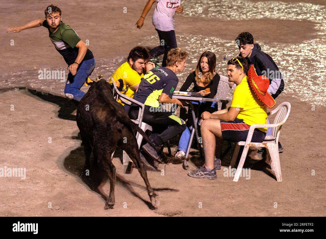 Frankreich, Gard, Aigues Vives, Bullenfest, Bullenpool Stockfoto