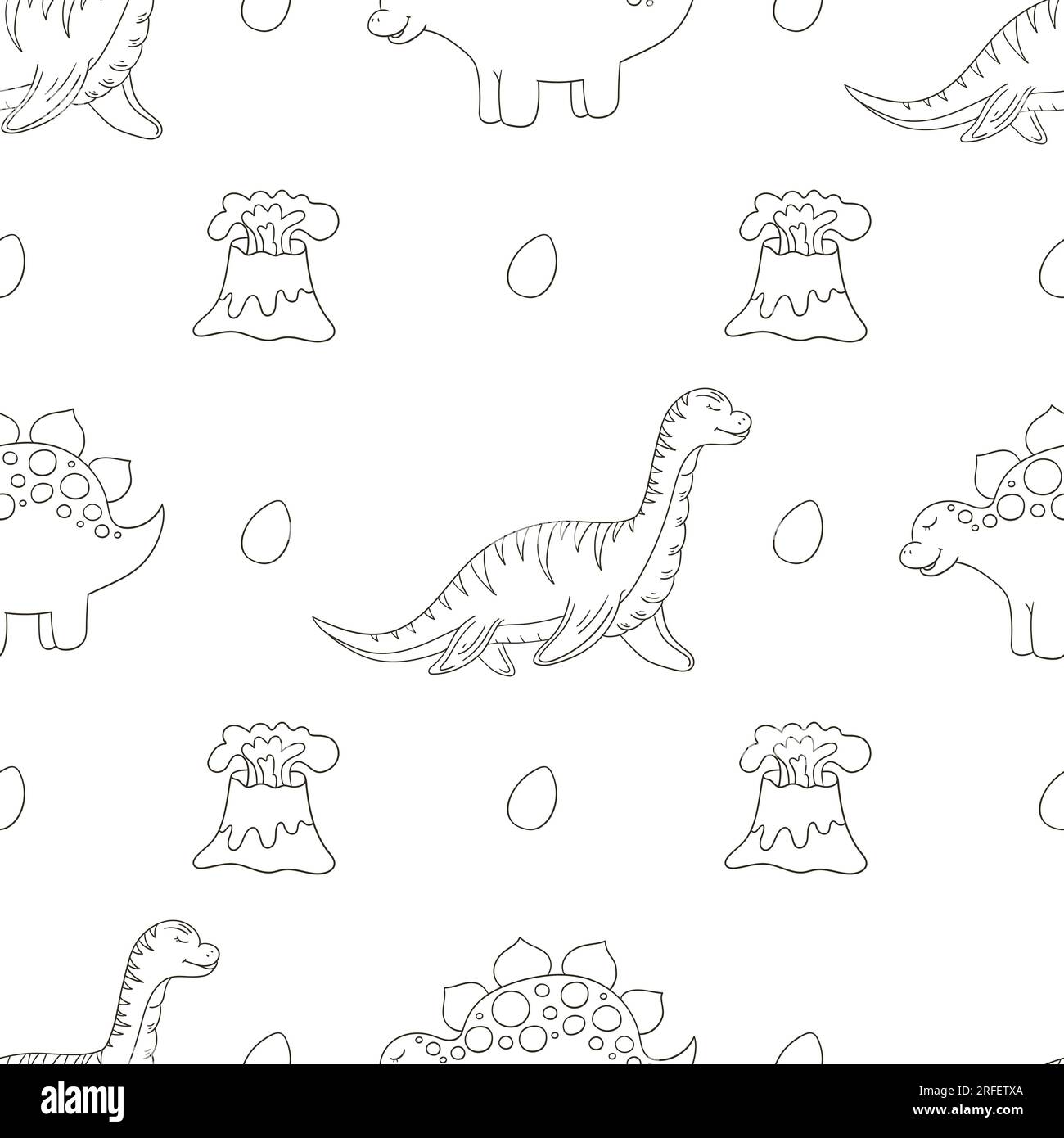 Süßes, lustiges Dinosauriermuster. Print für Jungen. Dinosaurier-Malhintergrund. Für Design drucken Stock Vektor