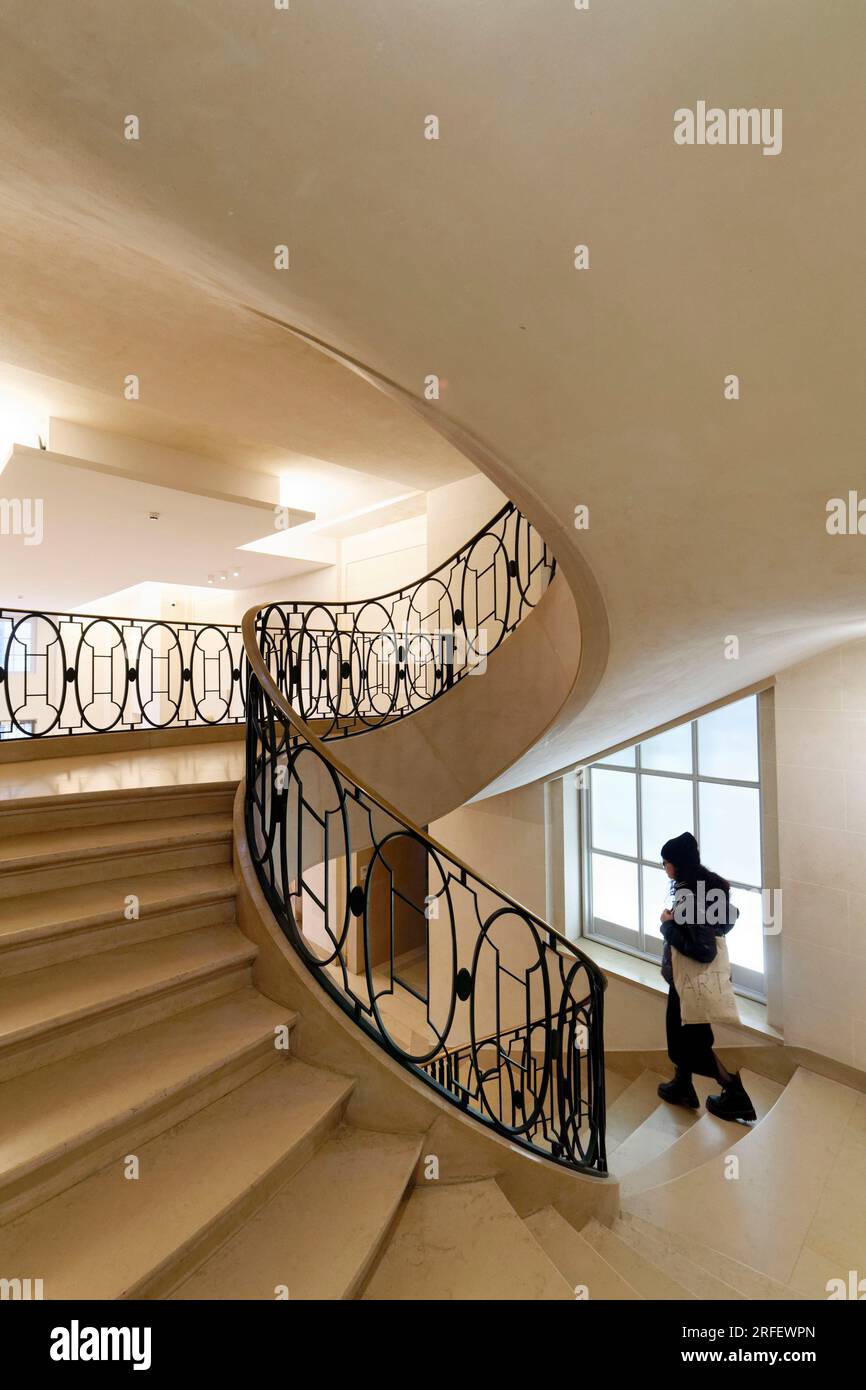 Frankreich, Paris, Nationalbibliothek von Frankreich, Richelieu-Gelände, La Salle Roux-Spitz Circular Staircase Stockfoto
