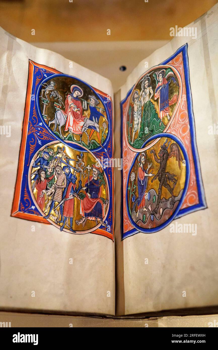 Frankreich, Paris, Nationalbibliothek von Frankreich, Richelieu-Stätte, Mazarin-Galerie, Psalter von Saint Louis und Blanche de Castille, ca. 1230 Stockfoto