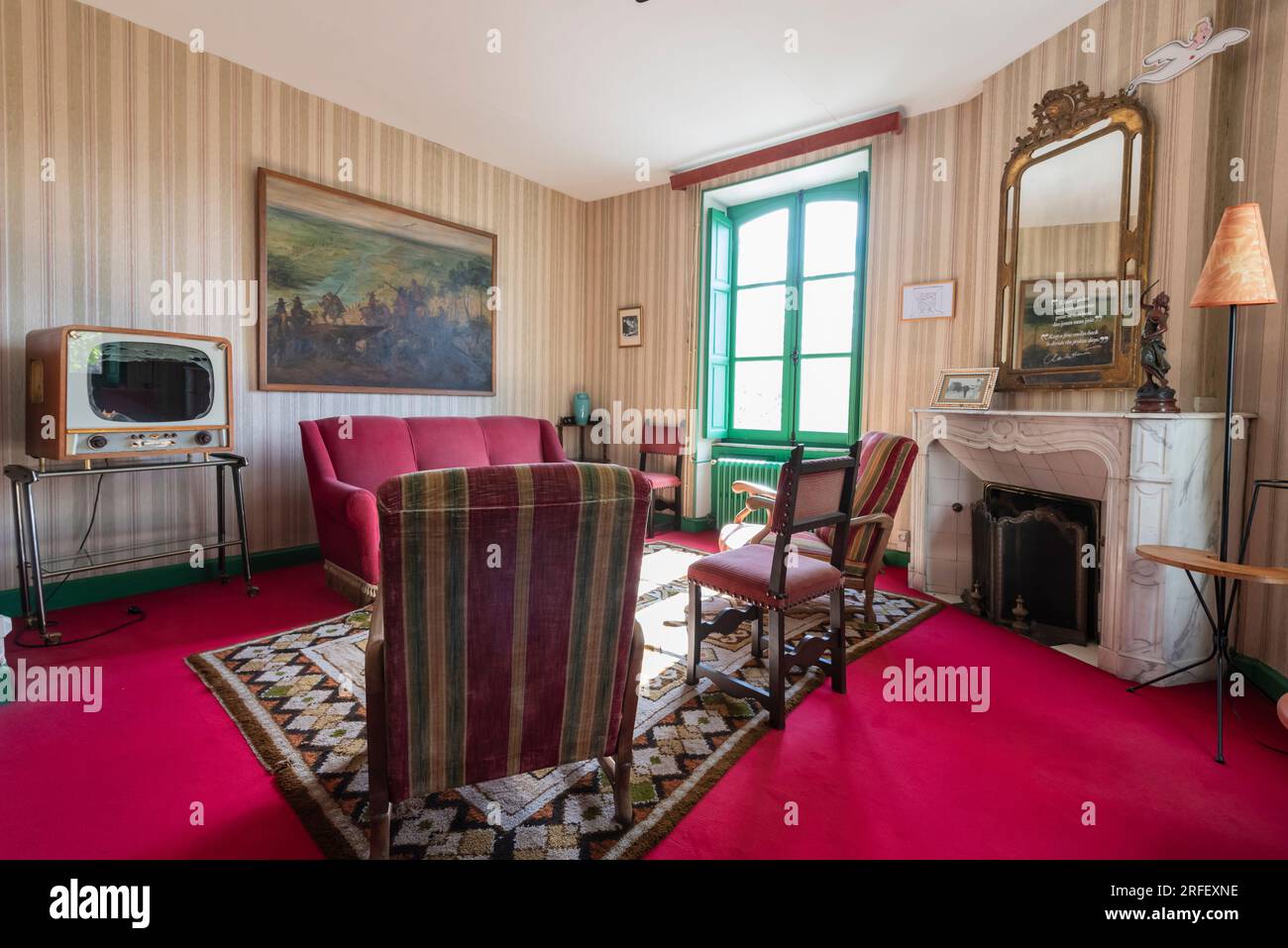 Frankreich, Aude, Narbonne, Charles Trenet House, Wohnzimmer Stockfoto