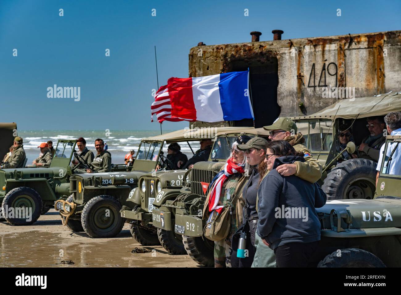 Frankreich, Calvados, Arromanches les Bains, Gedenkfeier zum 6 1944. Juni 69., Gold Beach, Strandparade Stockfoto